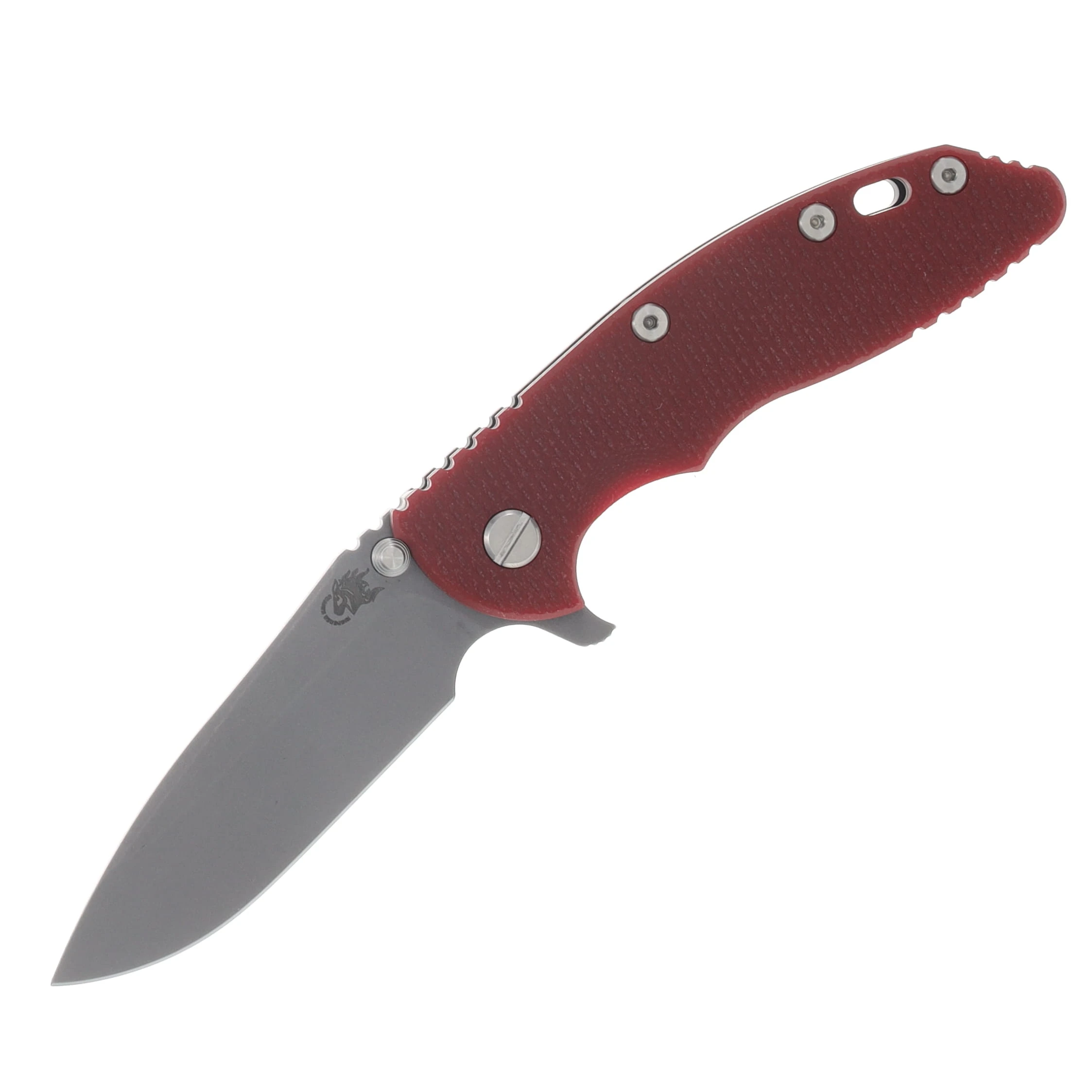 Hinderer XM-18 3.5 Spearpoint Tri-Way Folder Red G-10 Battle Black - Working Finish KXM35SPETWBBKWFRD View 1