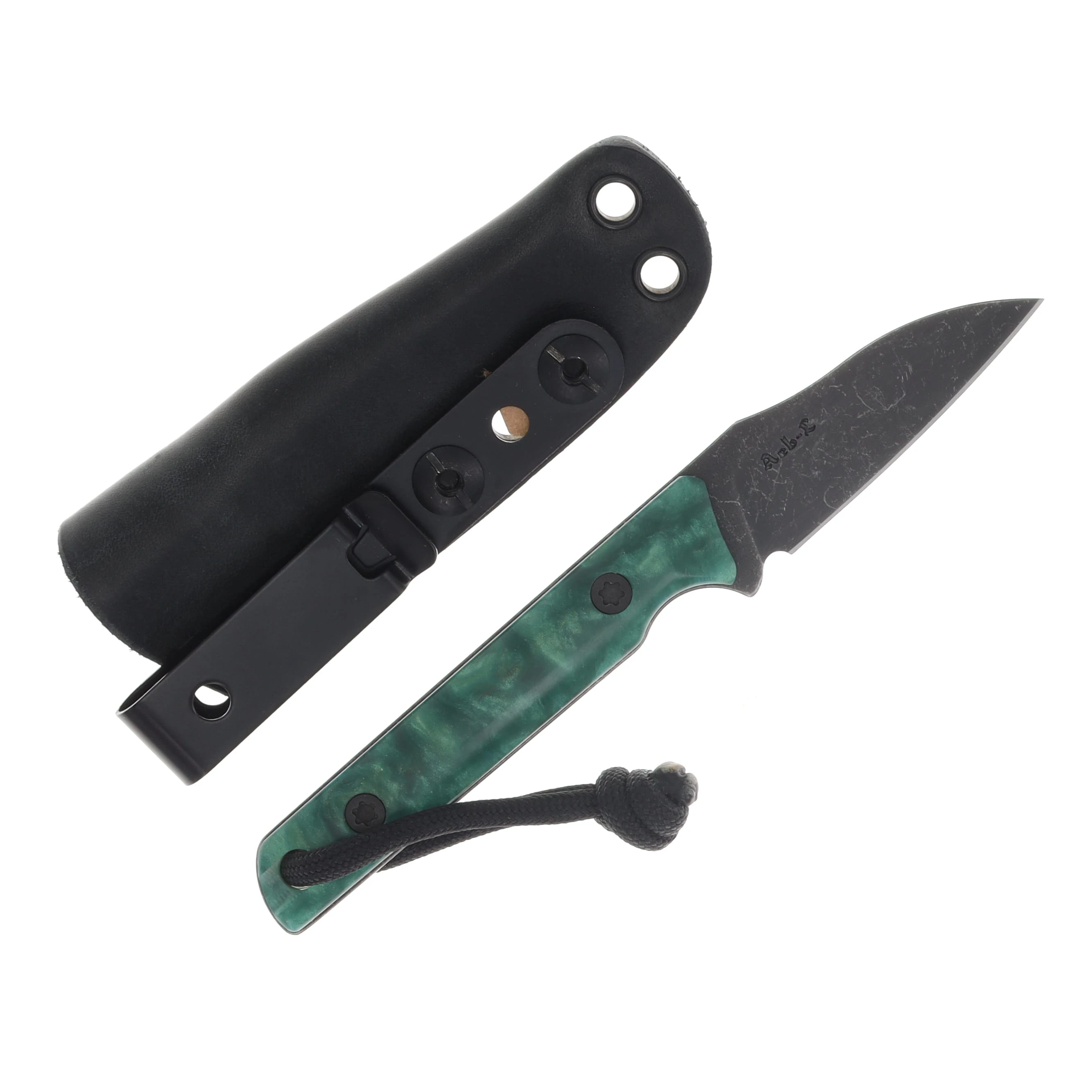 JP Bladesmithing WharnFang, EDC Aeb-L Steel, Emerald Poured Resin Scales JPBWFEPR View 2