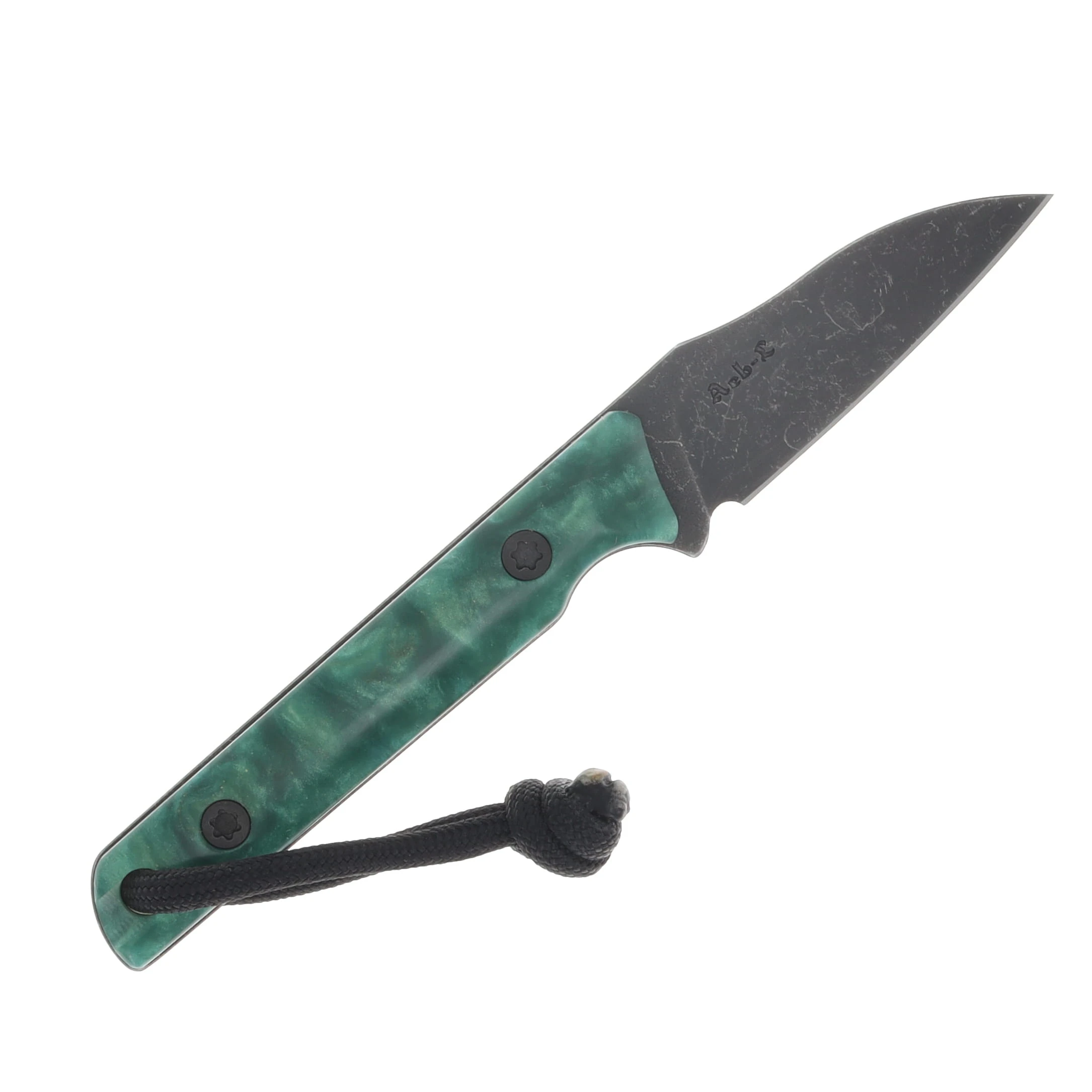 JP Bladesmithing WharnFang, EDC Aeb-L Steel, Emerald Poured Resin Scales JPBWFEPR View 4