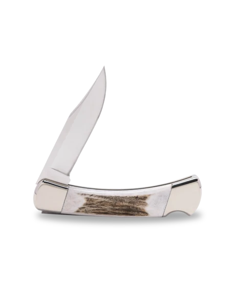 Buck 110 Folding Hunter Knife Elk Stag Edition with Nickel Silver Bolsters BU14610 View 2