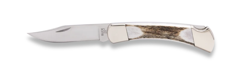 Buck 110 Folding Hunter Knife Elk Stag Edition with Nickel Silver Bolsters BU14610 View 1