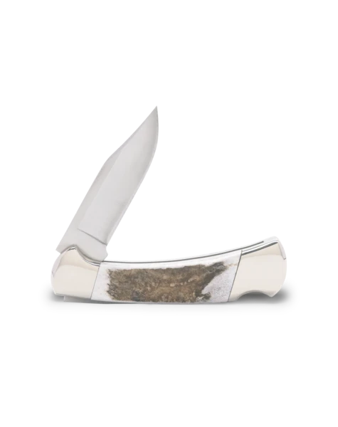 Buck 112 Ranger Lockback Folding Knife Elk Stag Edition with Nickel Bolsters BU14612 View 2