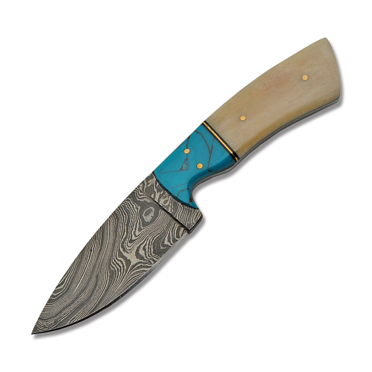 Rite Edge Stubby Skinner Bone and Turquois 4 Inch Plain Drop Point DM1186 View 3