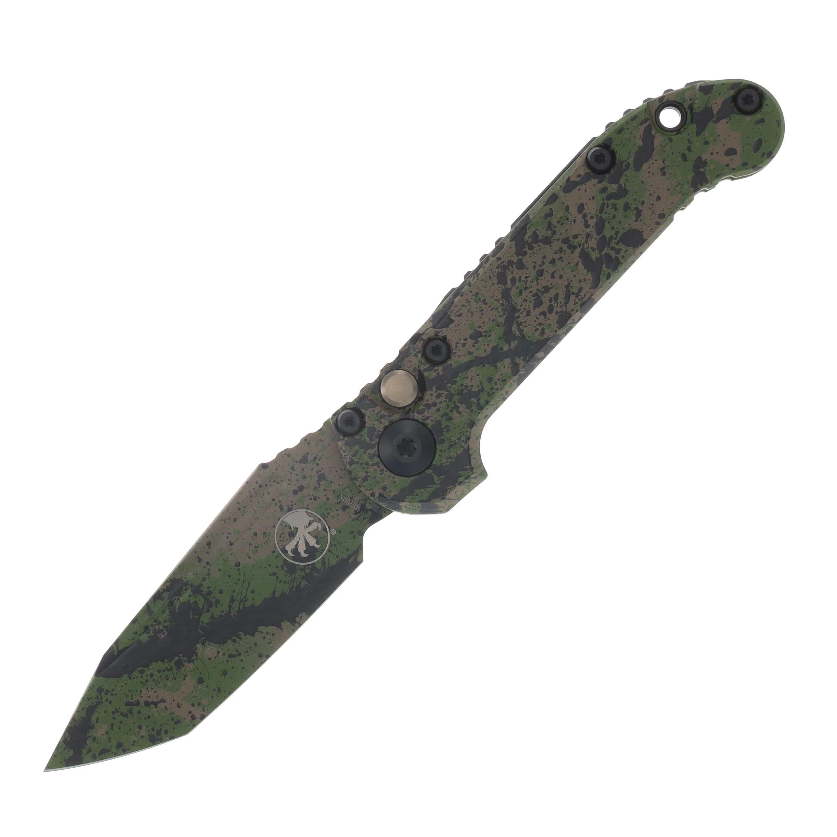 Microtech L.U.D.T. T/E GEN III Signature Series OTS Auto OD Green/Tan Black Splatter Standard AUMT1136S1ODTABKSPLS View 1