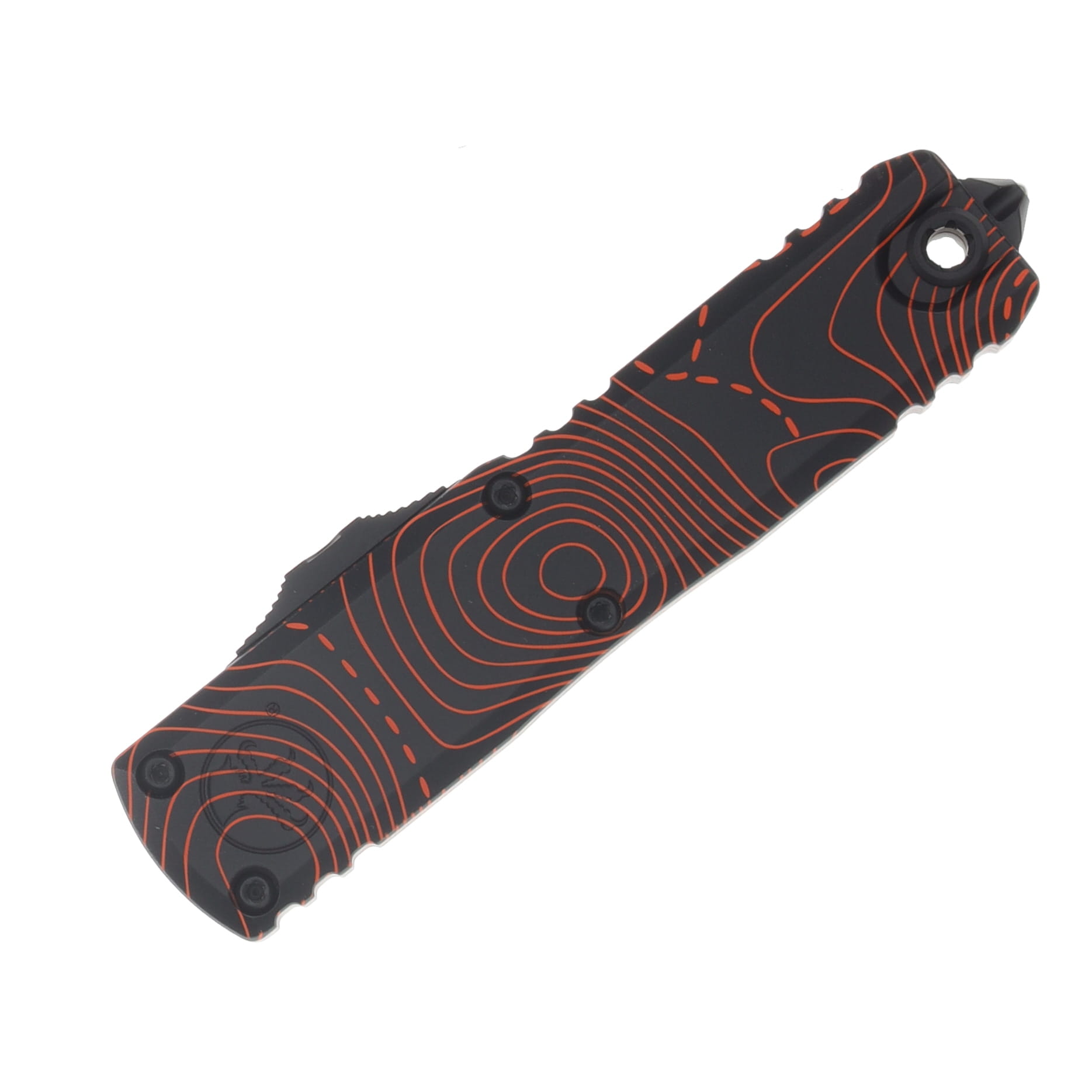 Microtech UTX-85 OTF Auto S/E GEN IV Signature Series Topographic Black/Orange Camo Standard AUMT123141TPBKORCS View 3