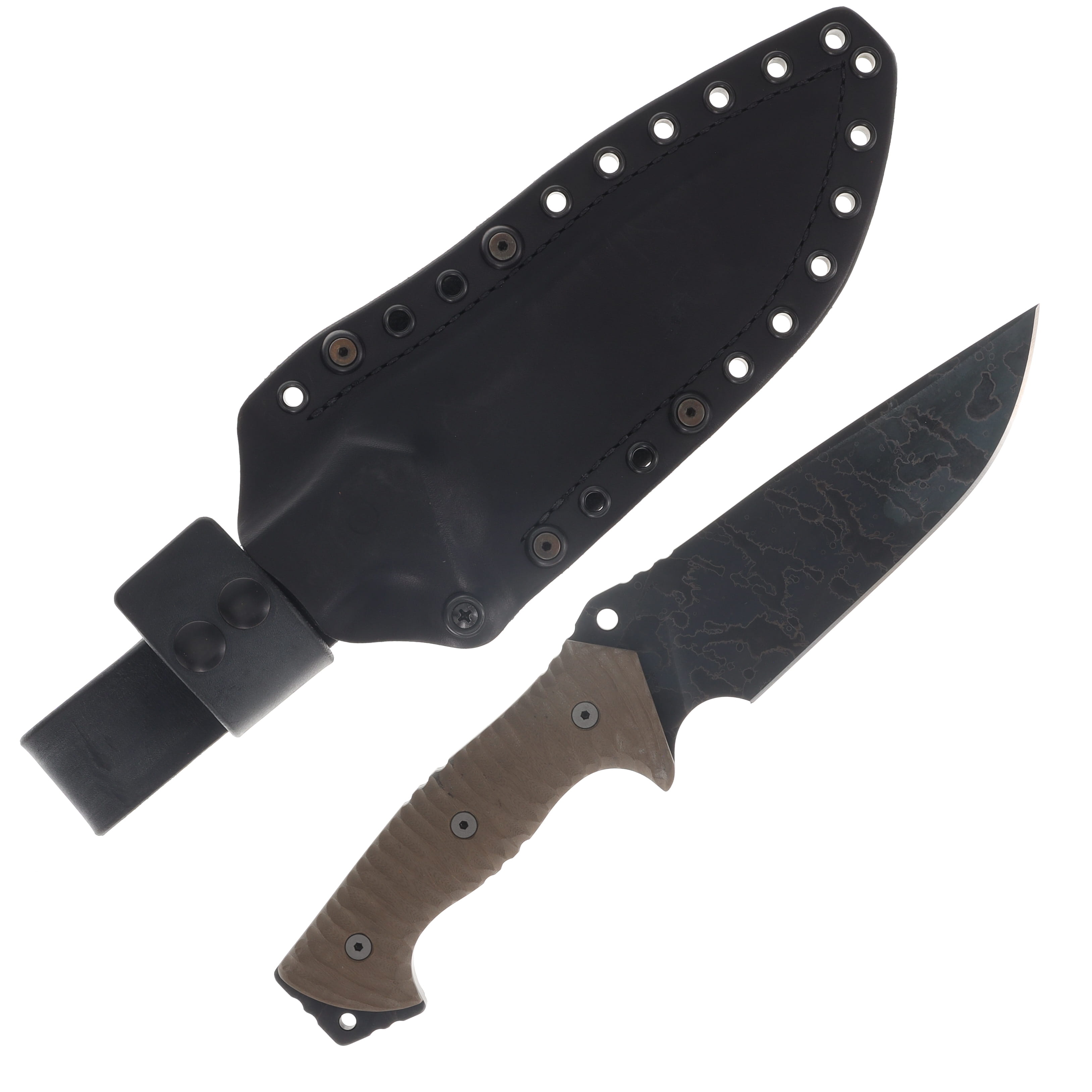 Miller Bros M-29 Fixed Blade Tan Handle Splatter Etch Black Sheath M-29TNHBKSSPL View 2