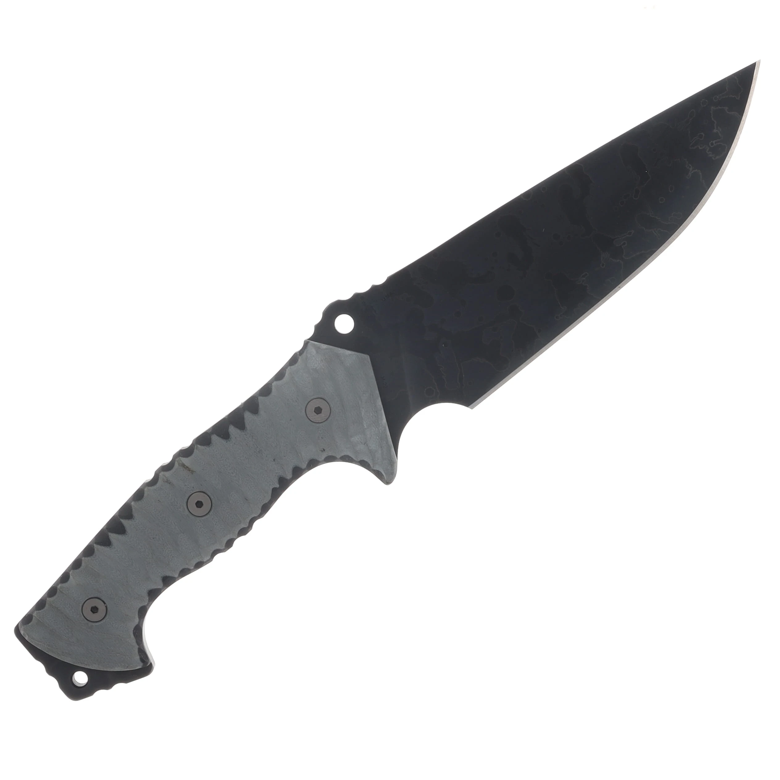 Miller Bros M-29 Fixed Blade Gray and Black Handle Splatter Etch Black Sheath M-29GYBKHBKSSPL View 4
