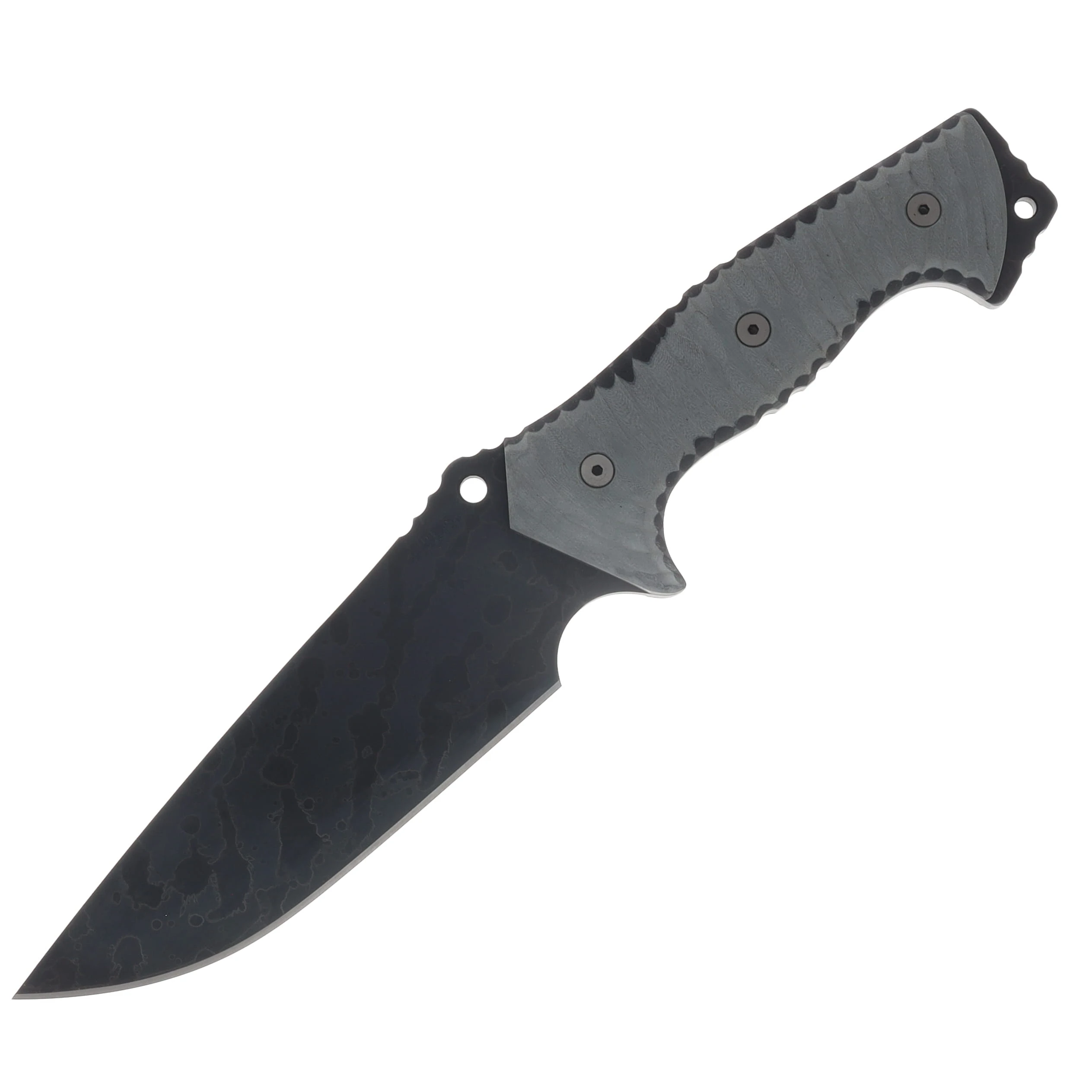 Miller Bros M-29 Fixed Blade Gray and Black Handle Splatter Etch Black Sheath M-29GYBKHBKSSPL View 3