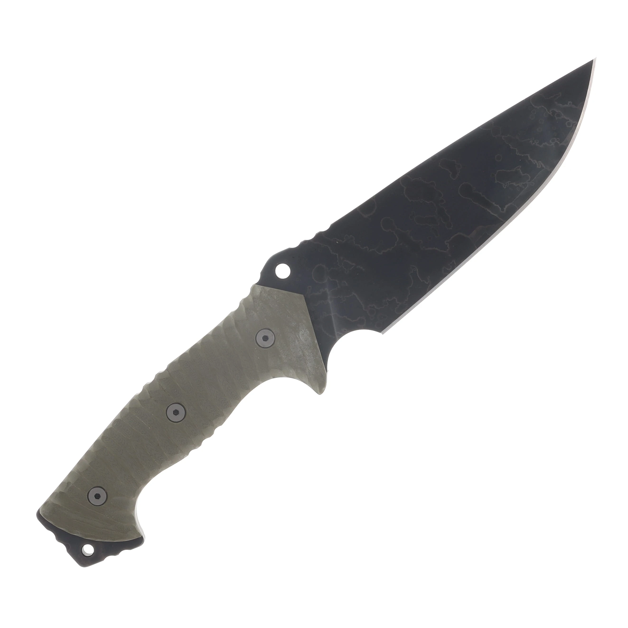 Miller Bros M-29 Fixed Blade OG Green Handle Splatter Etch Black Sheath M-29ODHBKSSPL View 4