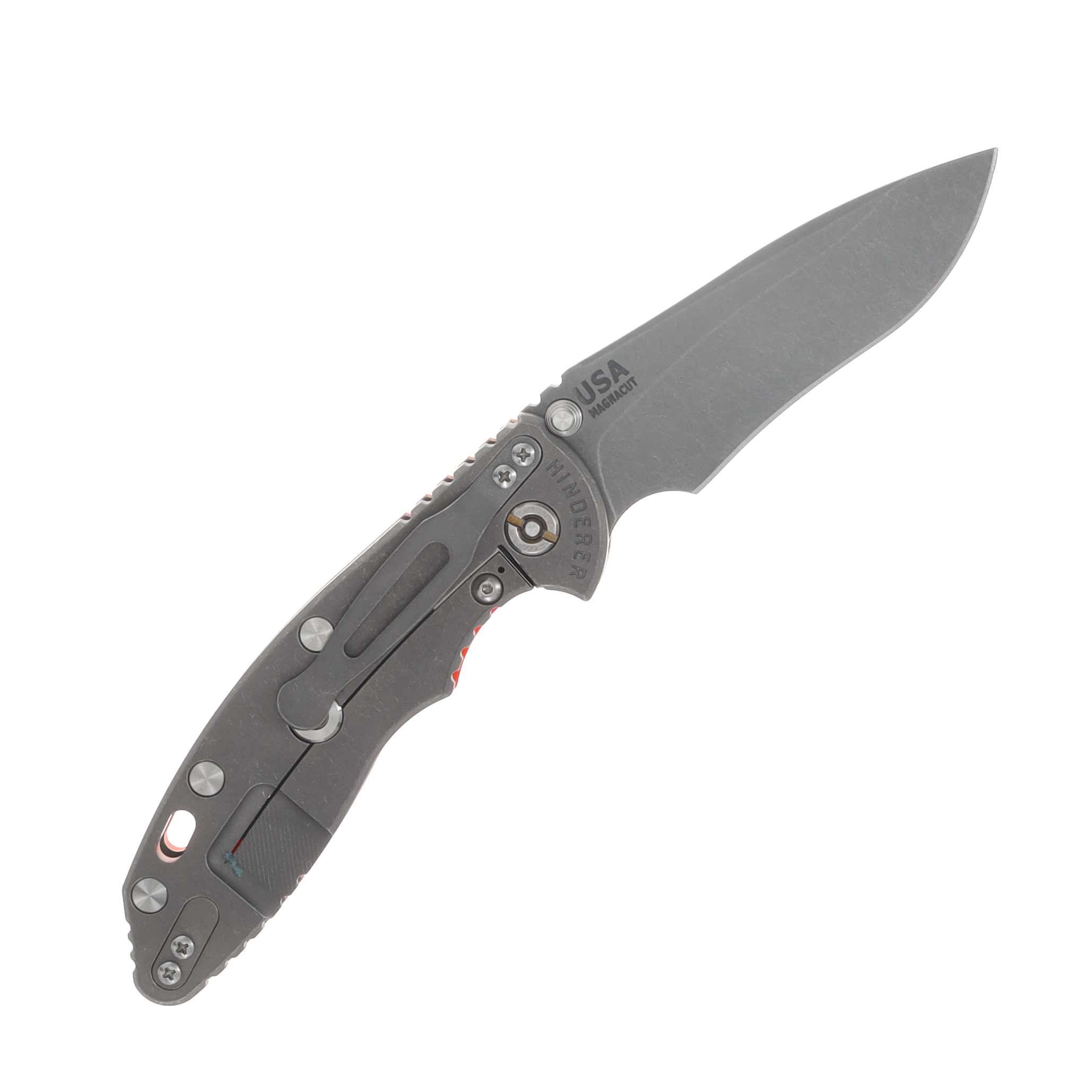 Hinderer XM-18 3.5in Magnacut Recurve Non Flipper Tri-Way Working Finish Orange G10 View 2