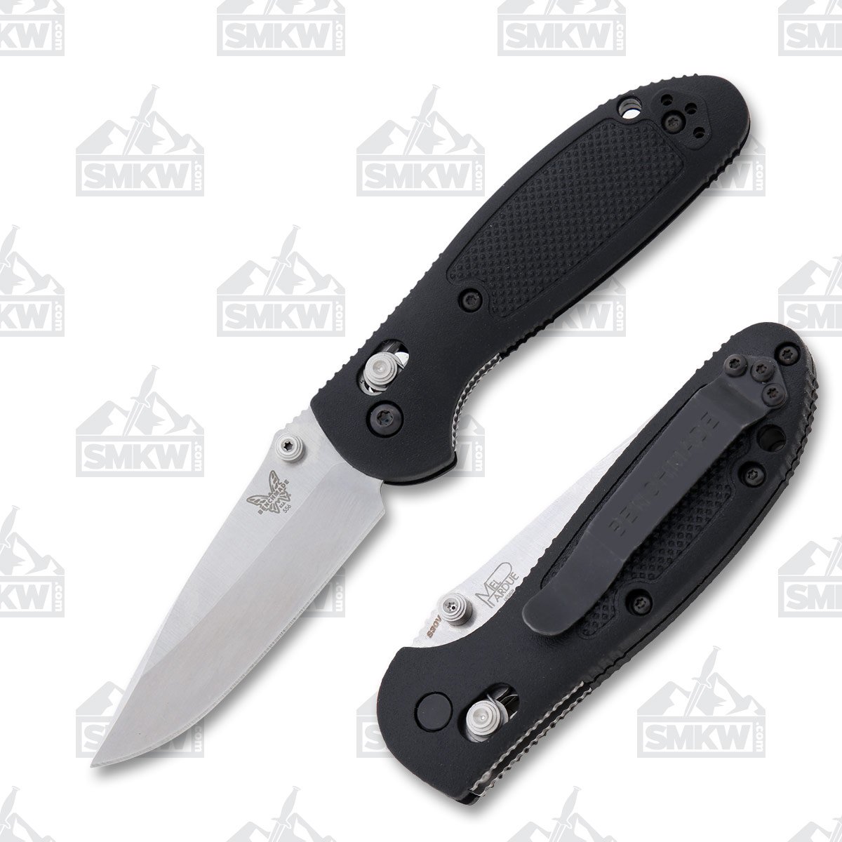 Benchmade Mini Griptilian Folding Knife Black 2.91in Satin Drop Point BM556S30V View 1