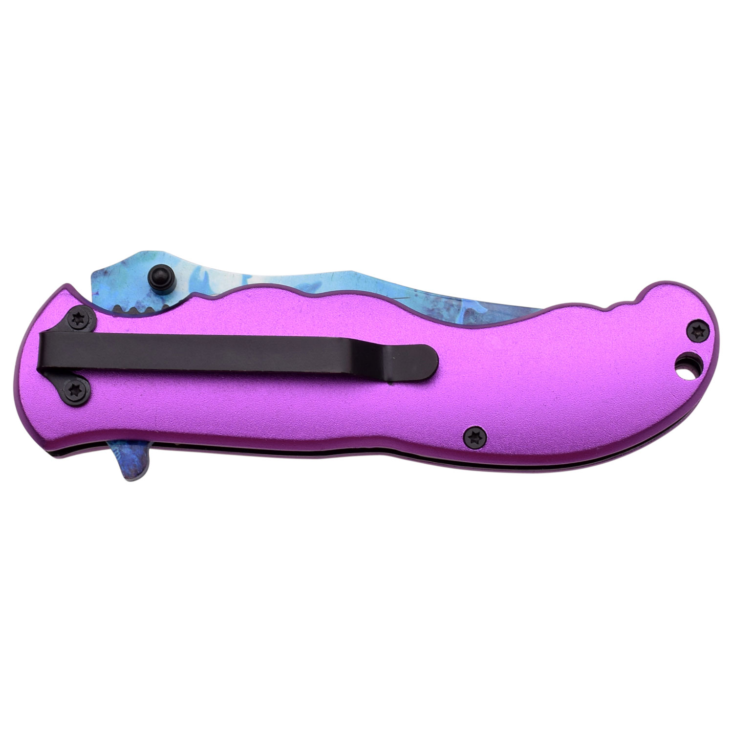 Masters Collection Assisted Knife Mermaid Purple 3.8in Clip Point MCA013PE View 2