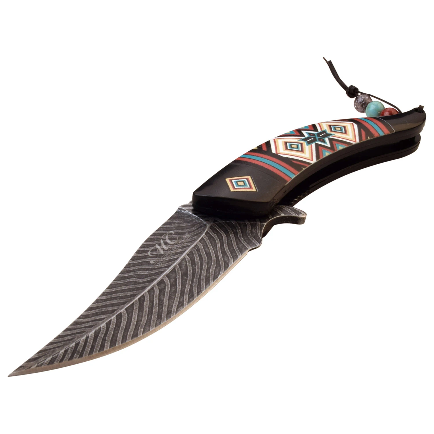 Masters Collection Assisted Knife Tribal 3.5in Etched Persian Blade MCA023BK View 3