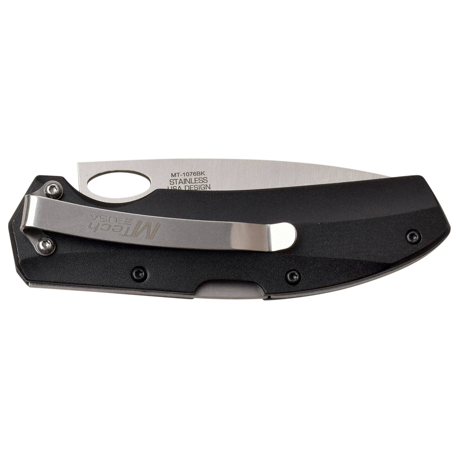 MTech USA Lockback Folding Knife Black Aluminum 3in Satin Drop Point MCMT1076BK View 5