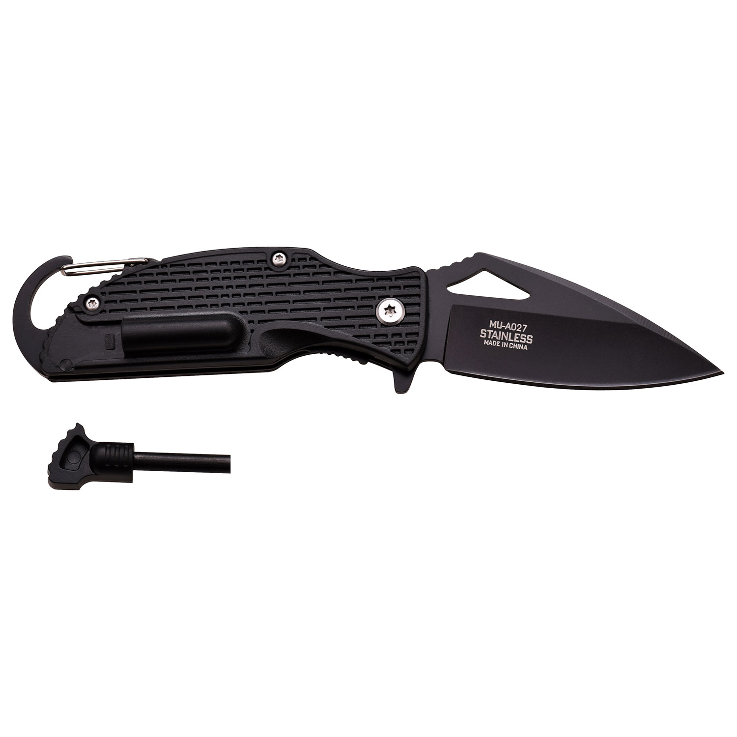 Master USA Spring-Assisted Knife Black Firestarter 2.75in Drop Point MCMUA027BK View 2