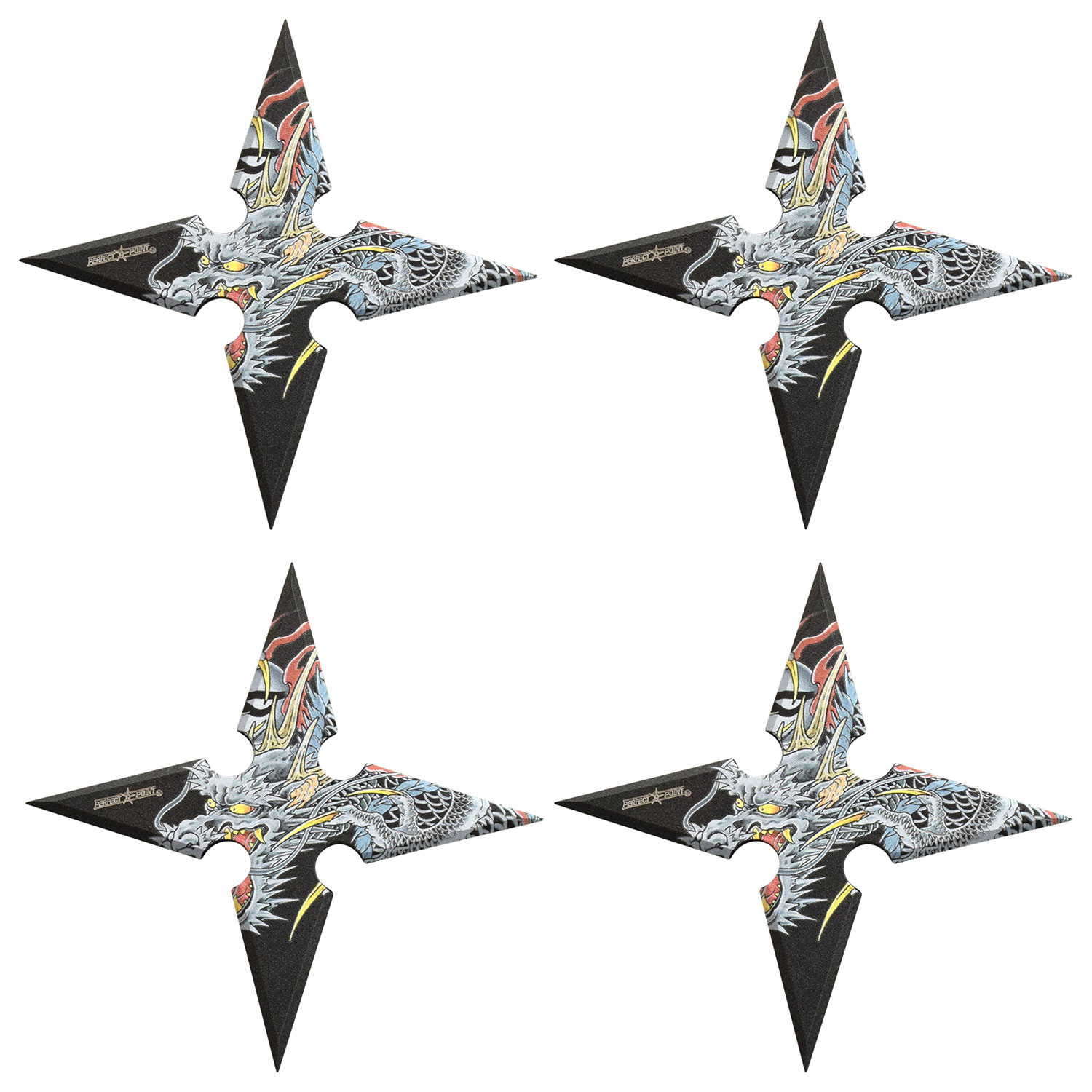 Perfect Point 4in Shuriken Throwing Stars 4pc (Embossed Dragon) MCPP1254DR View 4