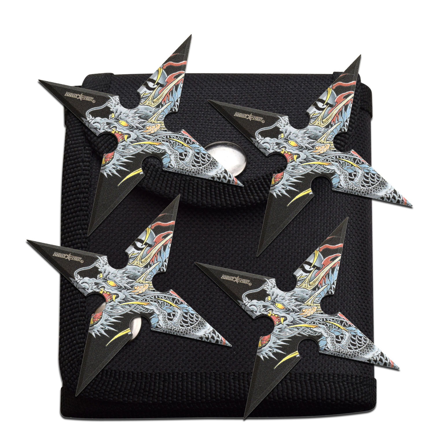 Perfect Point 4in Shuriken Throwing Stars 4pc (Embossed Dragon) MCPP1254DR View 1