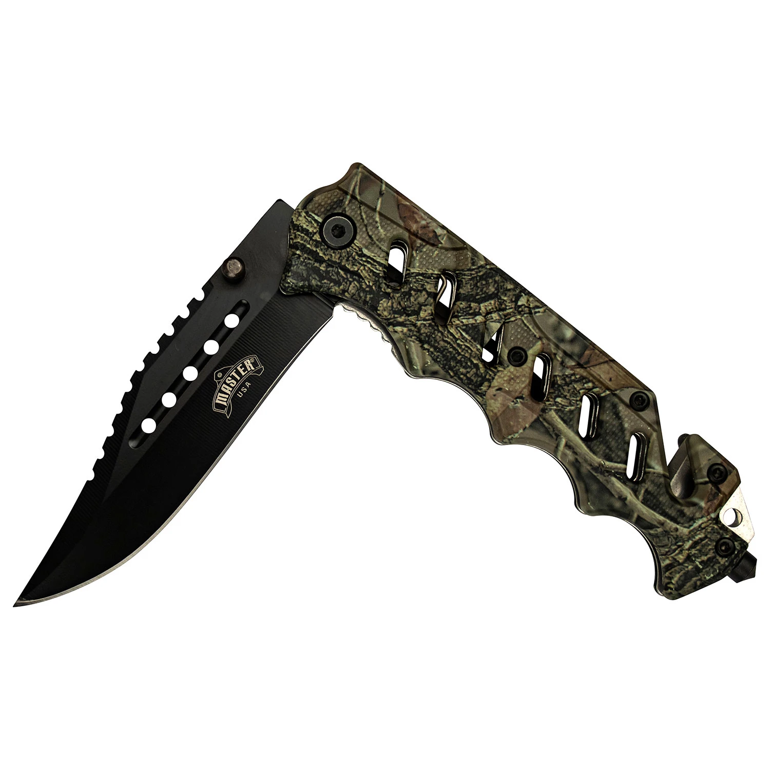 Master USA Spring Assisted Knife Green Camo 3.75in Tactical Clip Point MCMUA124B View 2