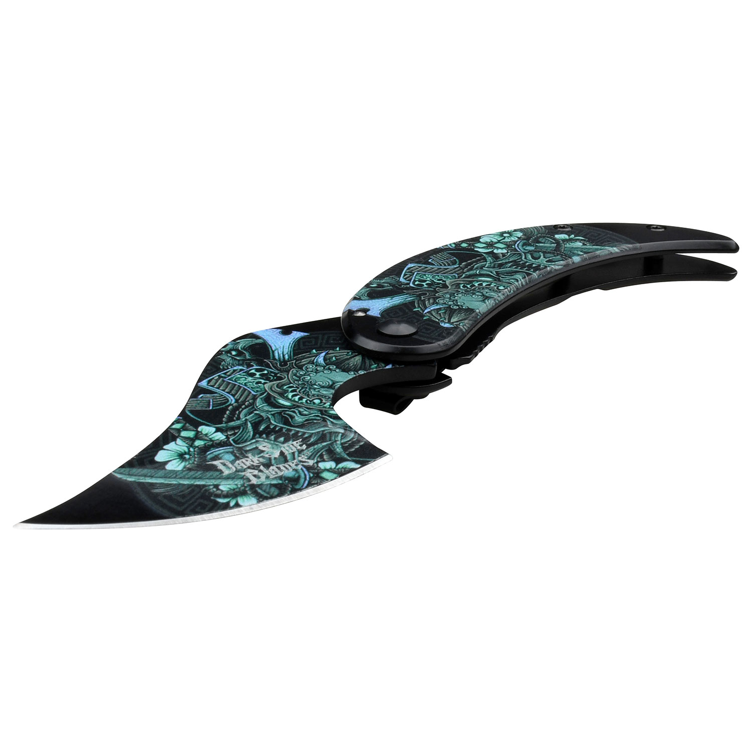 Dark Side Blades Devil Samurai Folding Knife Green 3in Black Persian Blade MCDS092GN View 2
