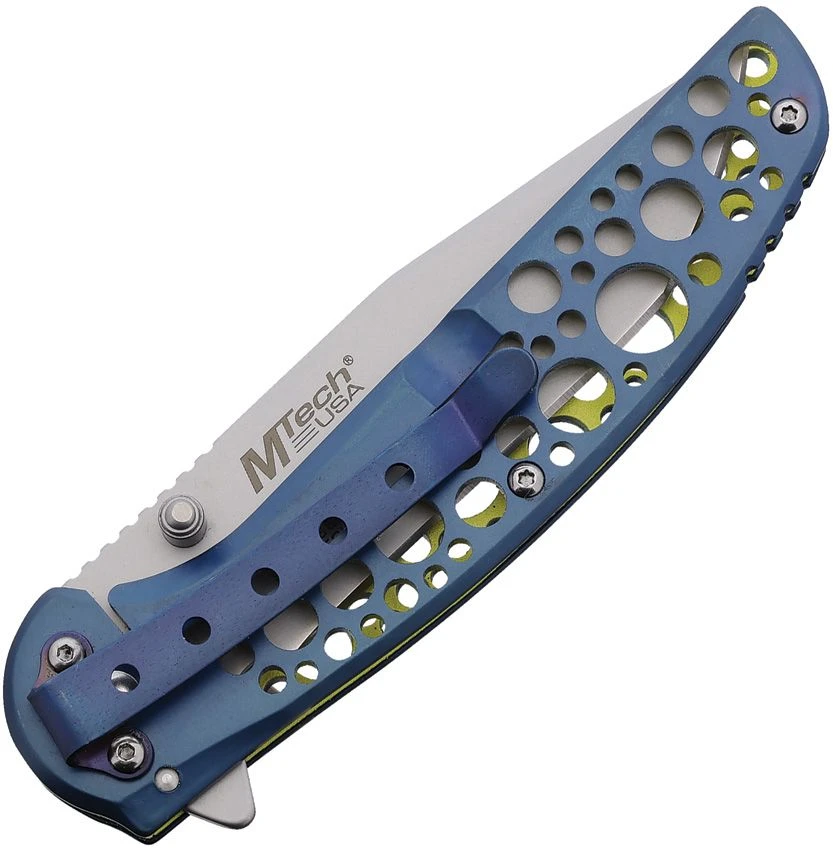 MTech 2015BL Linerlock Folding Knife Blue and Yellow MCMT2015BL View 2