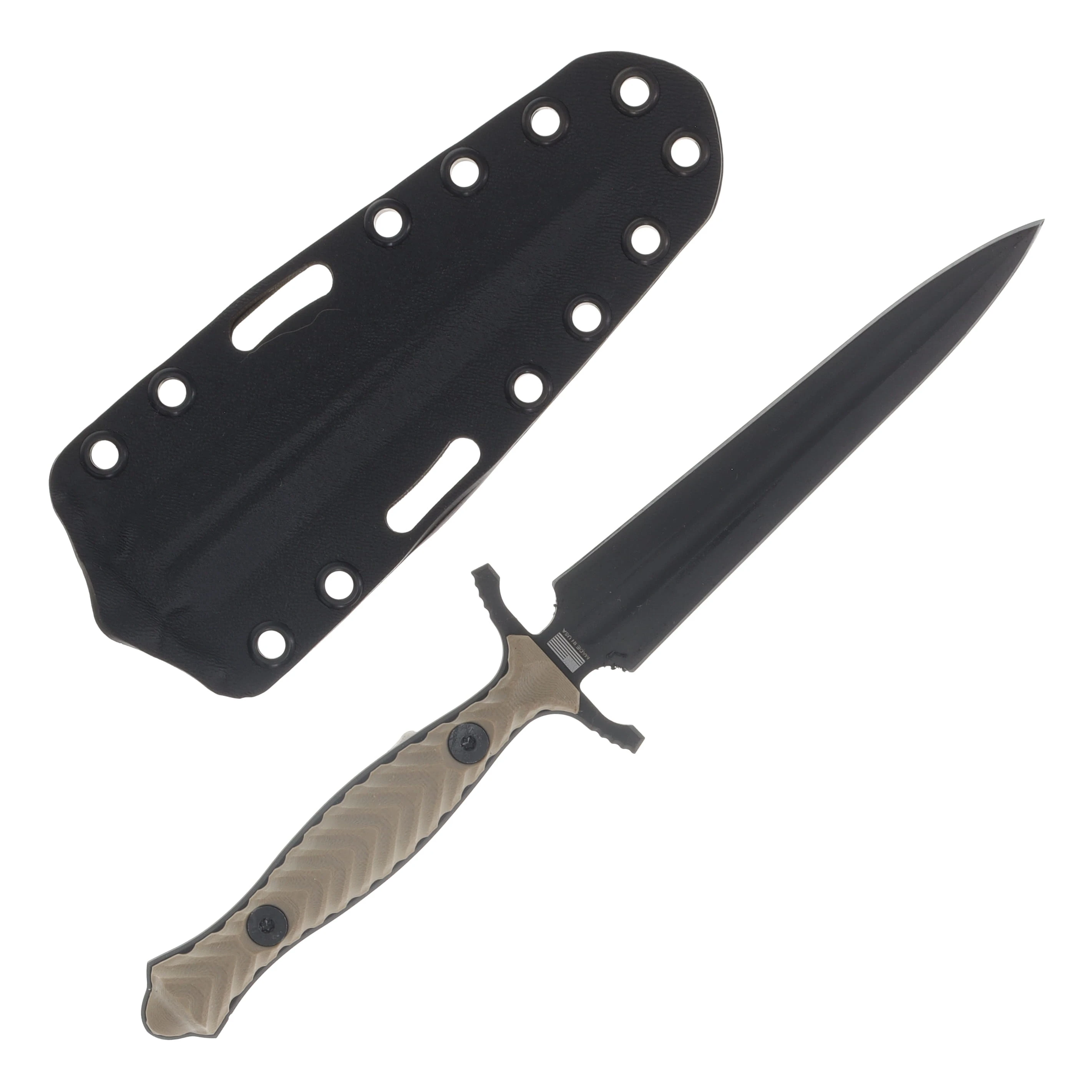 Gahagan Customs Ocelot Dagger Fixed Blade Tan Handle W/Sheath GCOCDTN View 2