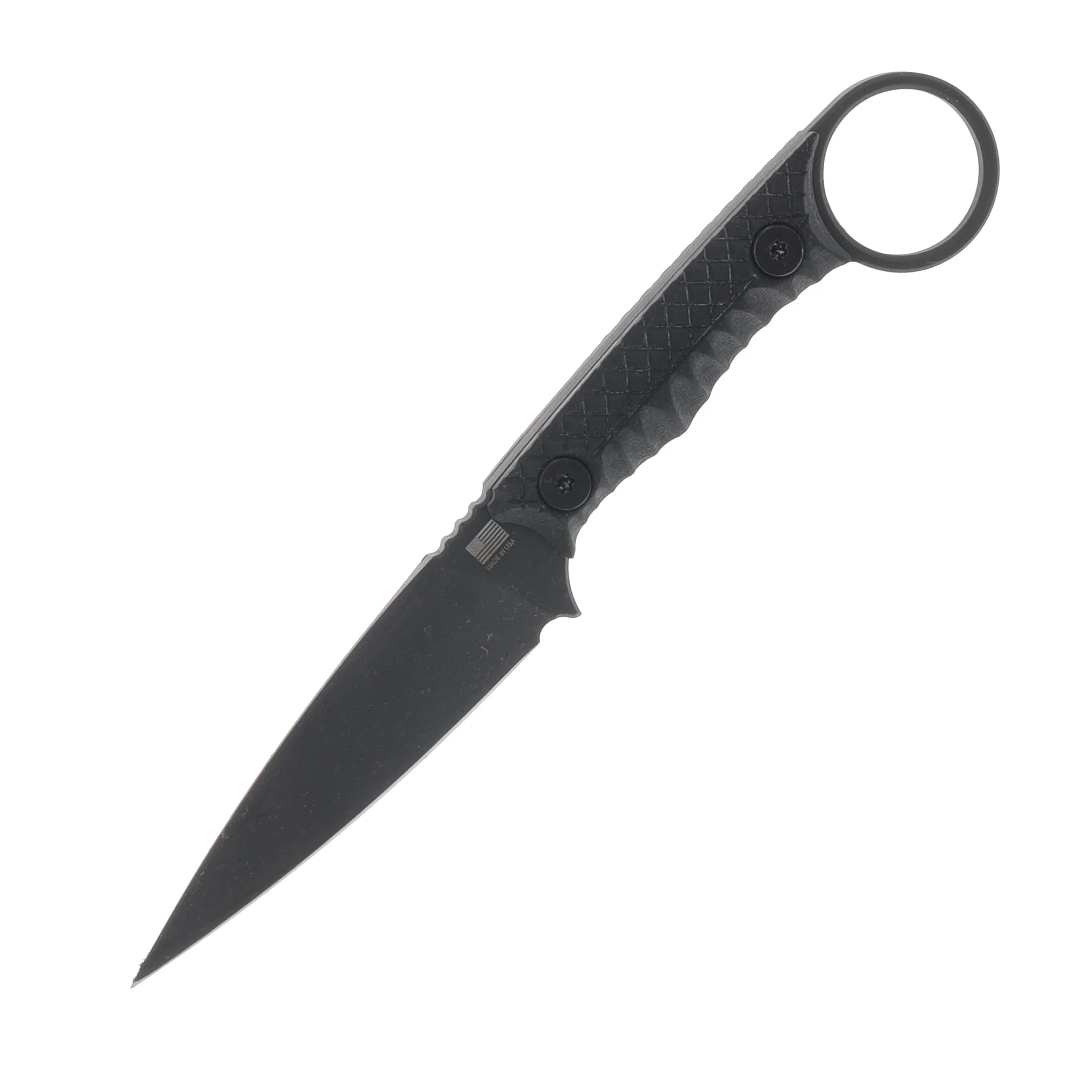 Gahagan Customs Infiltrator Ringed Fixed Knife with Textured G10 Black Handle GCINFILBK View 3