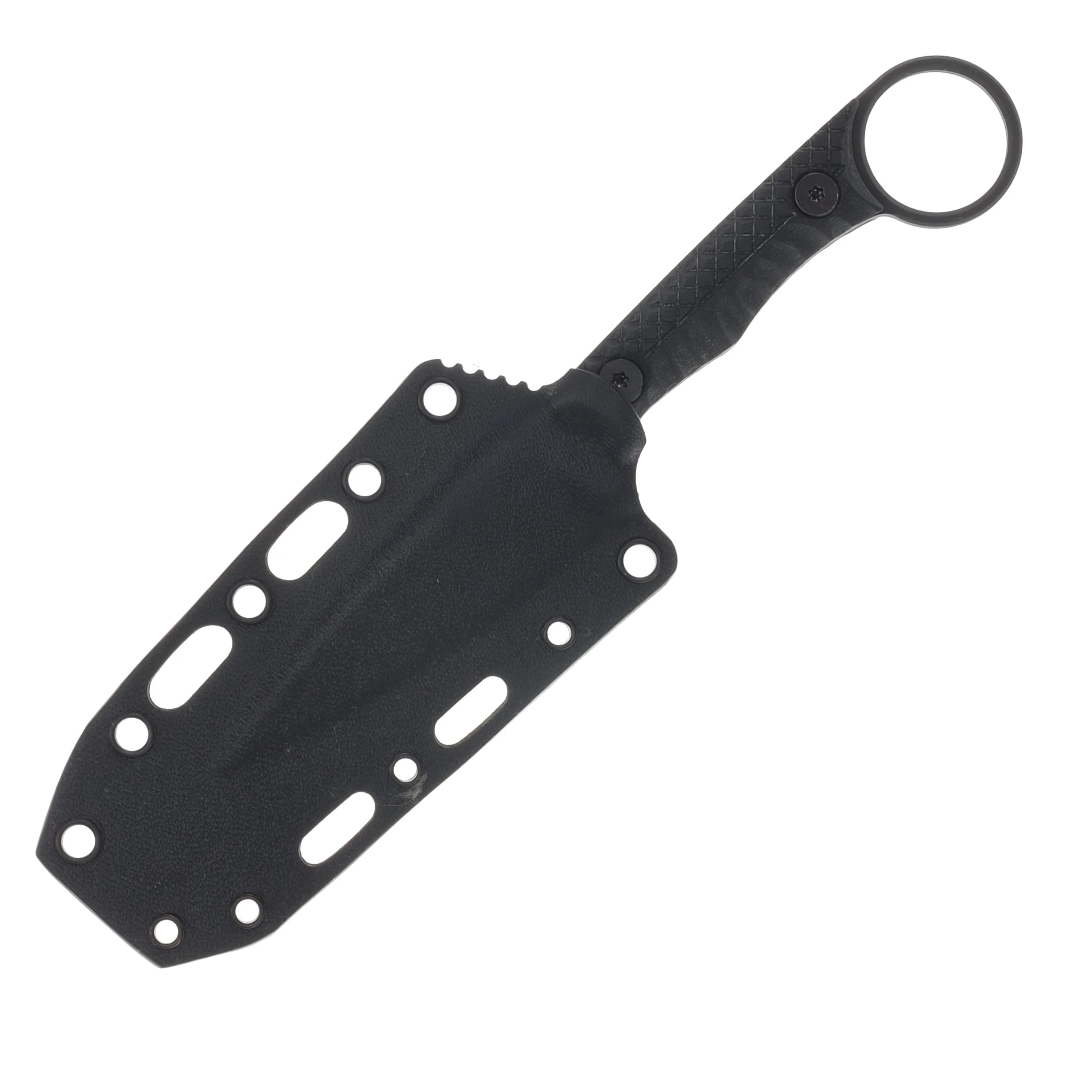Gahagan Customs Infiltrator Ringed Fixed Knife with Textured G10 Black Handle GCINFILBK View 6