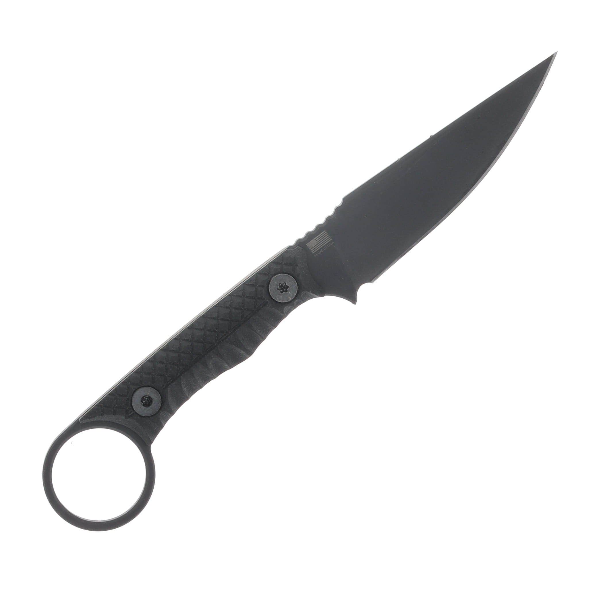 Gahagan Customs Guardian Ringed Fixed Blade with Textured G10 Black Handle GCGUARDBK View 2