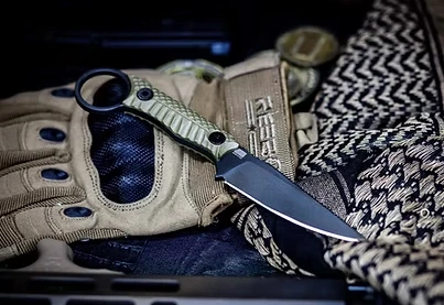 Gahagan Customs Guardian Ringed Fixed Blade with Textured G10 OD Green Handle GCGUARDOD View 10