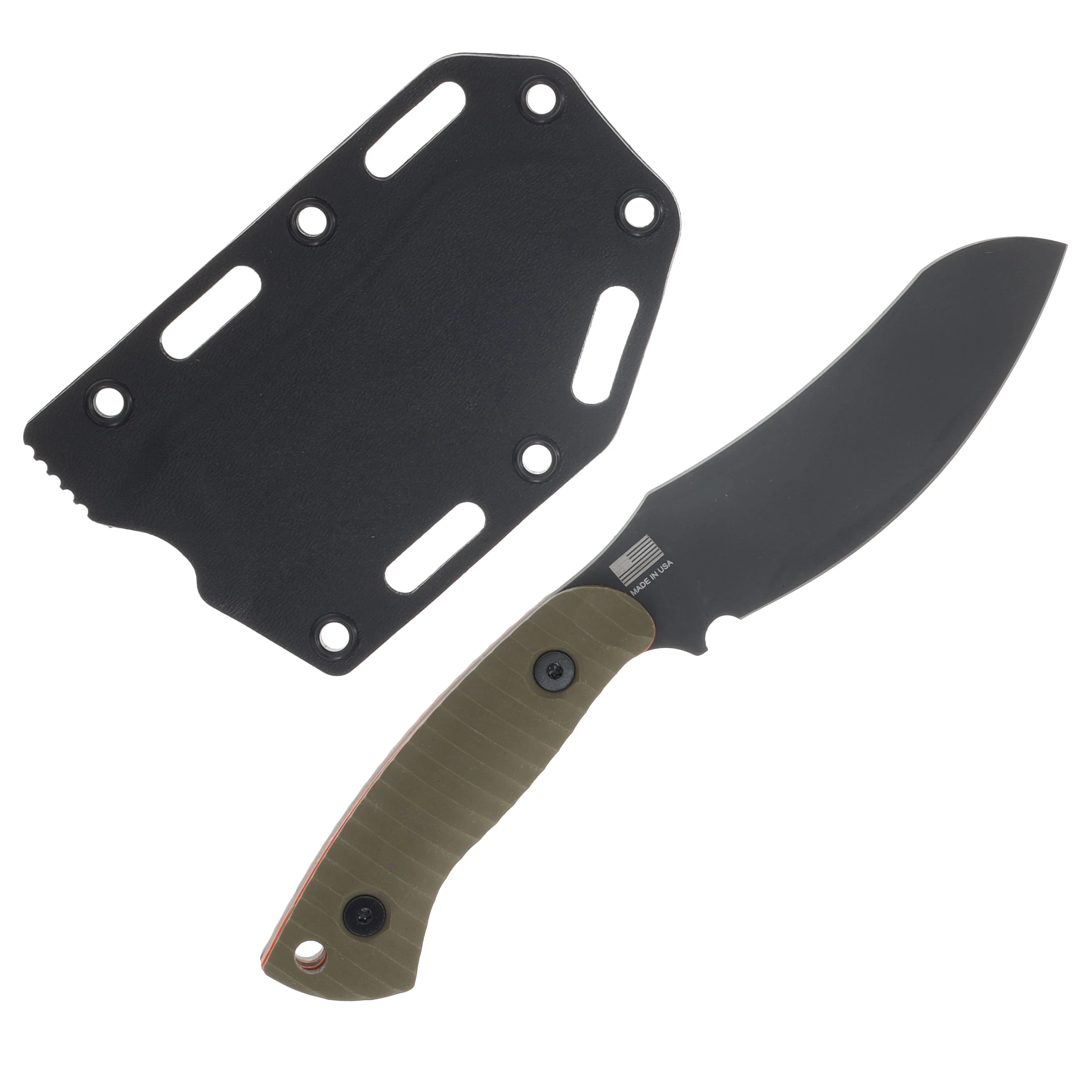 Gahagan Customs Wolfhound Skinning Knife Orange Liner Textured G10 OD Green GCWOLFOD View 5