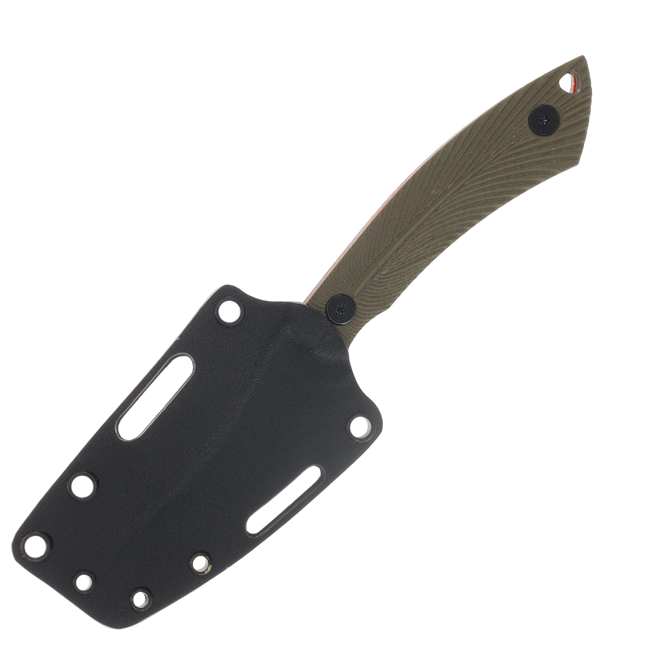 Gahagan Customs Mountain Trout Bird Knife Orange Liner Feathered G10 OD Green GCMTOD View 9