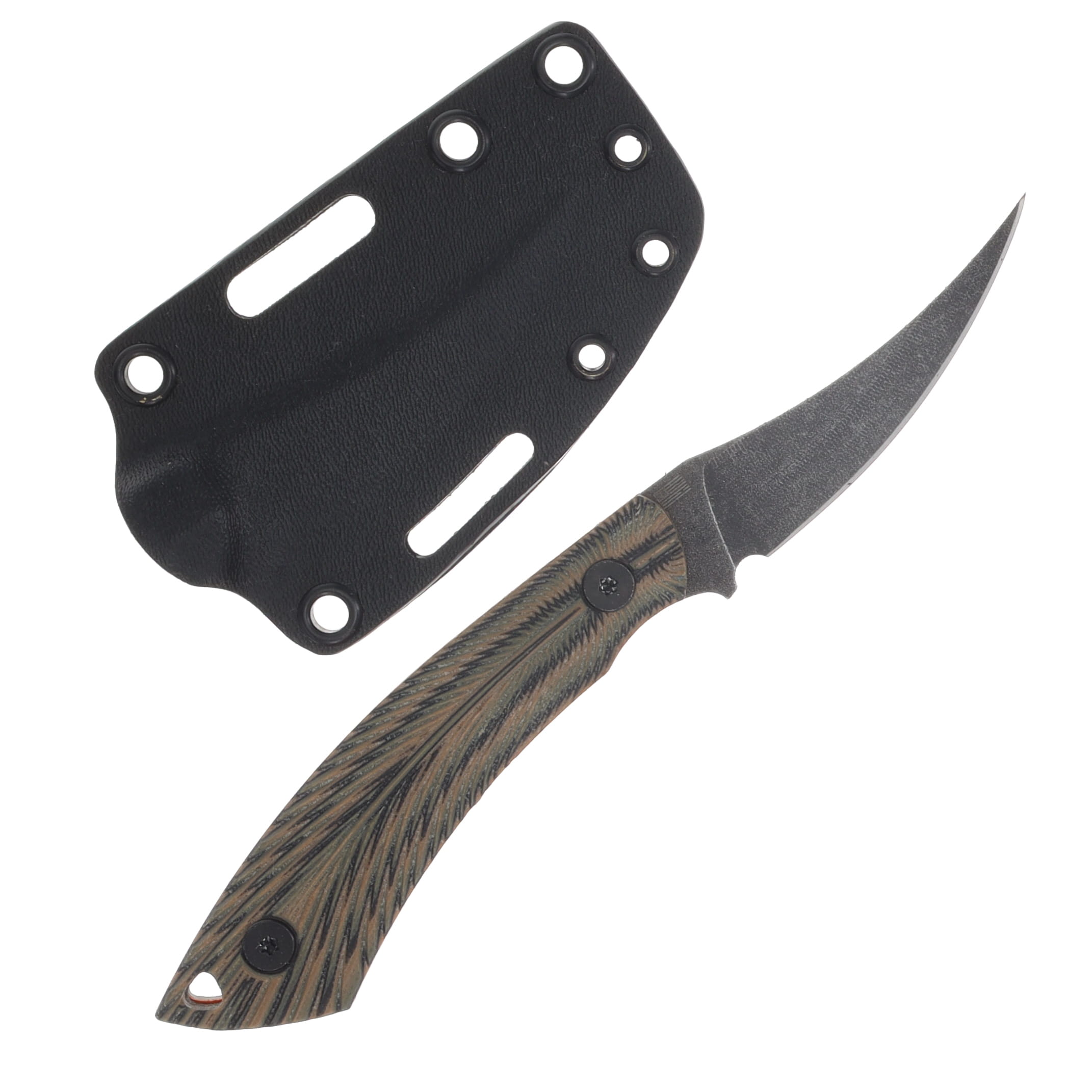 Gahagan Customs Mountain Trout Bird Knife Orange Liner Feathered G10 Camo GCMTCAMO View 2