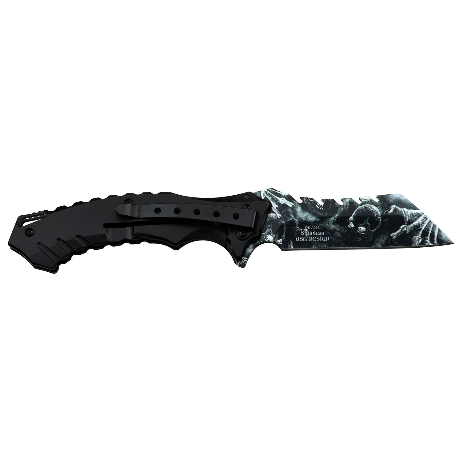 Dark Side Blades Assisted Knife White Evil Eye Skull 3.25in Wharncliffe DS-A093W View 3