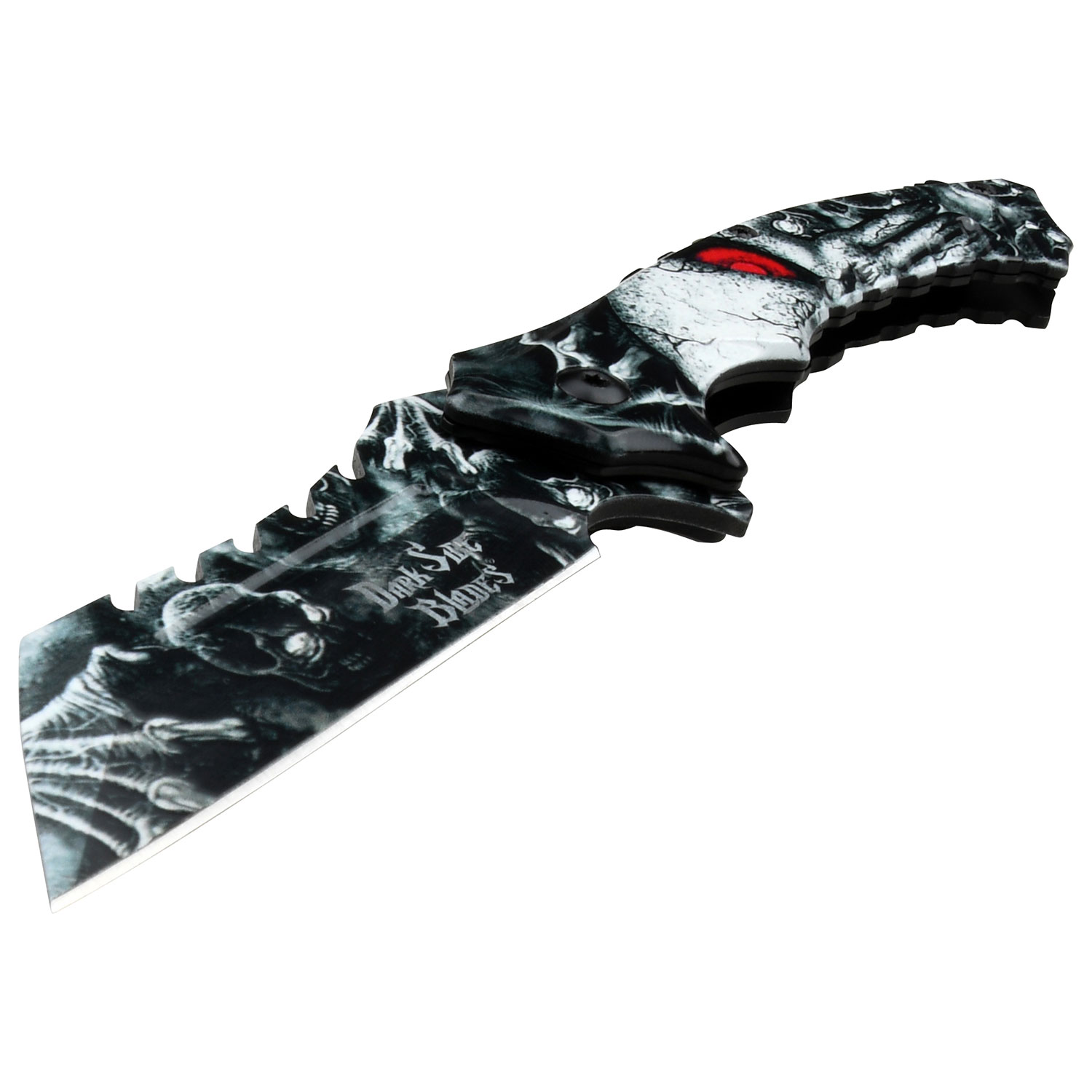 Dark Side Blades Assisted Knife White Evil Eye Skull 3.25in Wharncliffe DS-A093W View 2