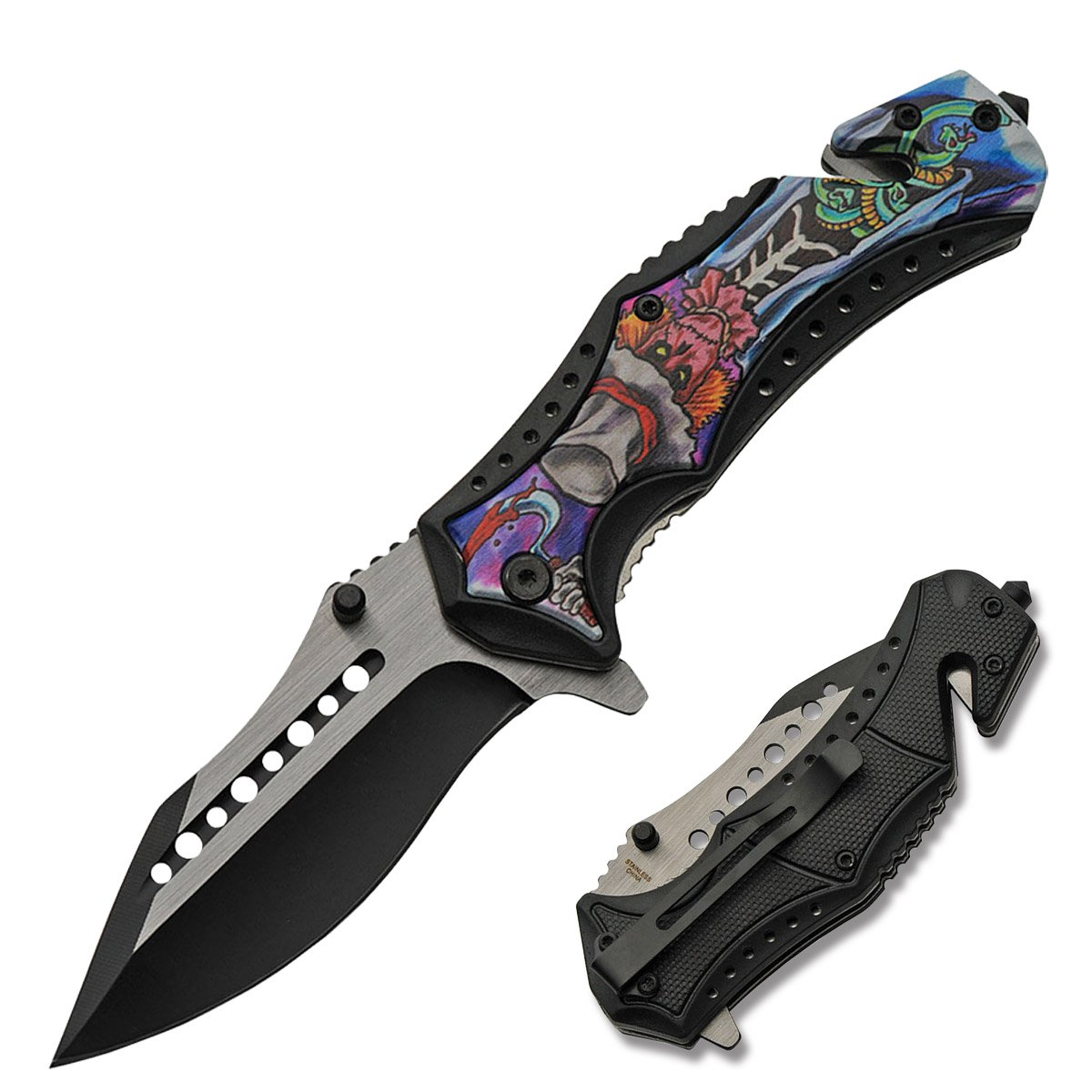 SZCO Supplies Rescue Scarecrow Folding Knife 3.75in Two‑Tone Clip Point 300474 View 5