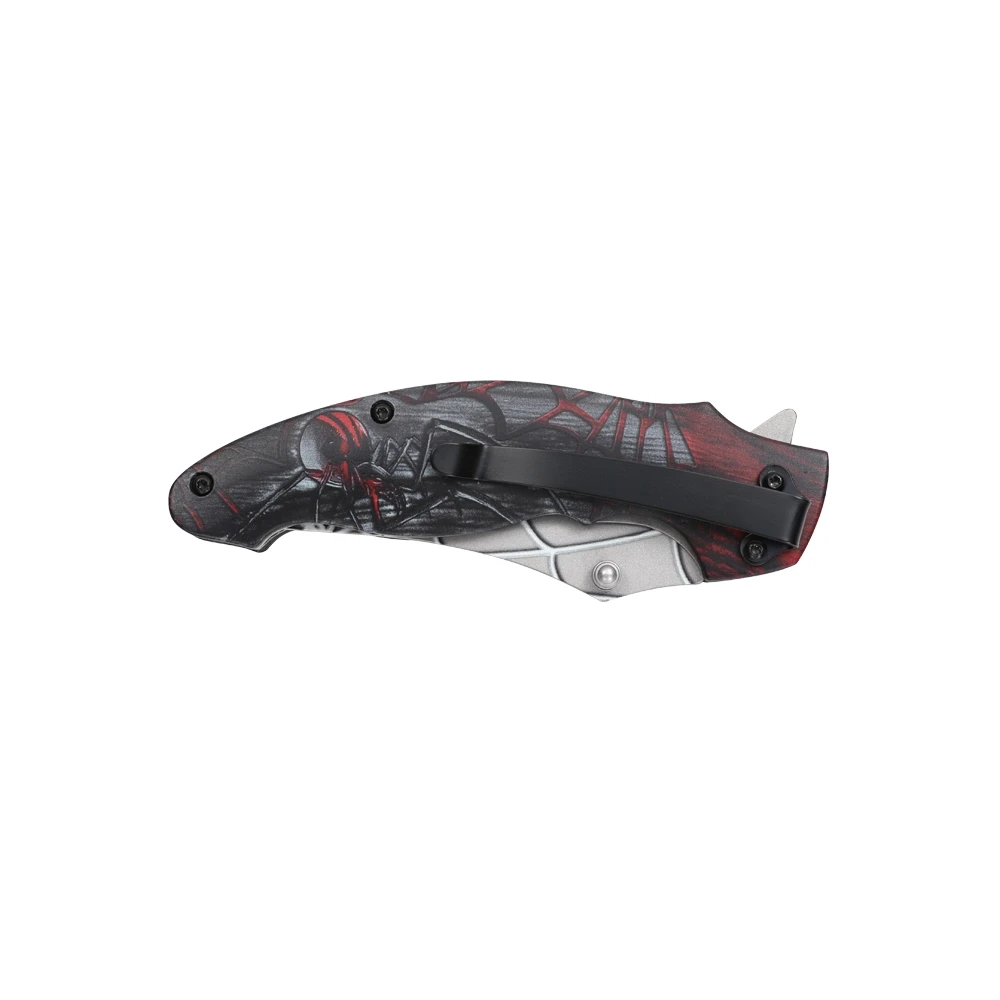 Dark Side Blades Assisted Knife Black/Red Spider 3.4in Drop Point DS-A2002B View 3