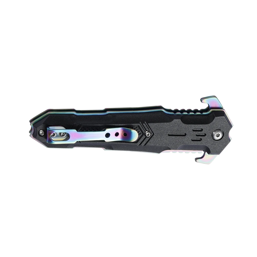 Dark Side Blades Assisted Knife Dagger Rainbow TiNite 3.68in Spear Point DS-A2008RB View 2
