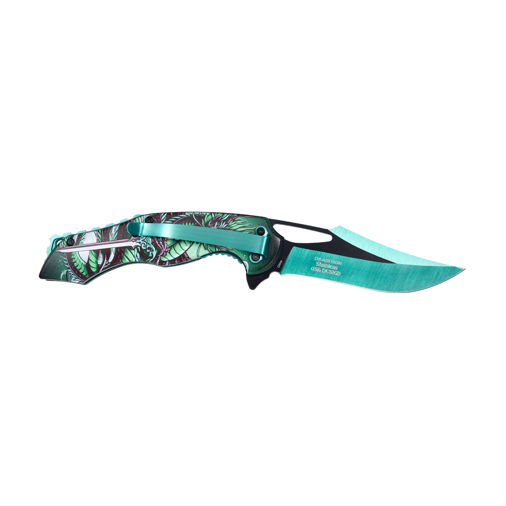 Dark Side Blades Assisted Knife Green Dragon Sword 3.38in Clip Point DS-A2018GN View 2