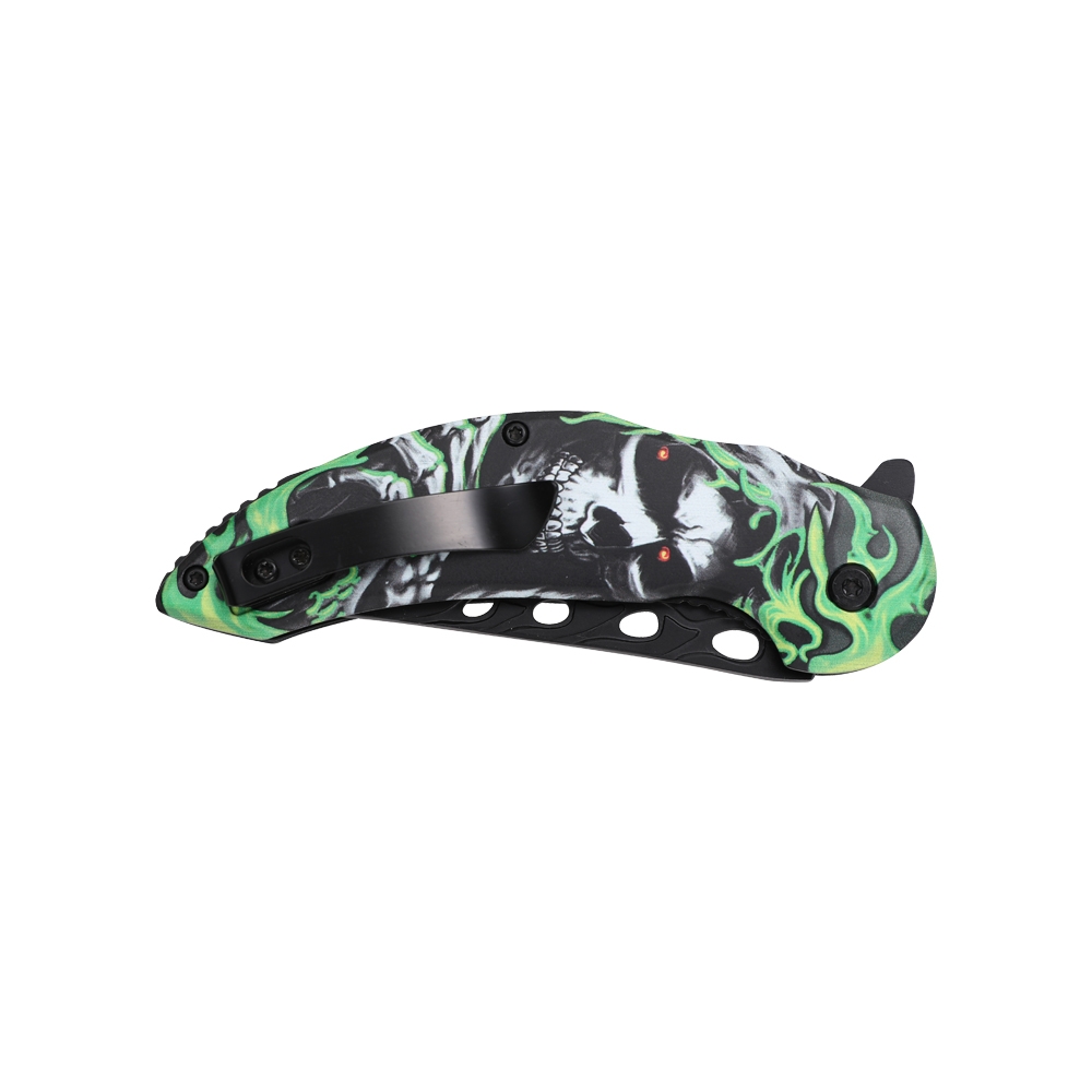 Dark Side Blades Assisted Knife Green Grim Reaper 3.25in Clip Point DS-A2021GN View 3