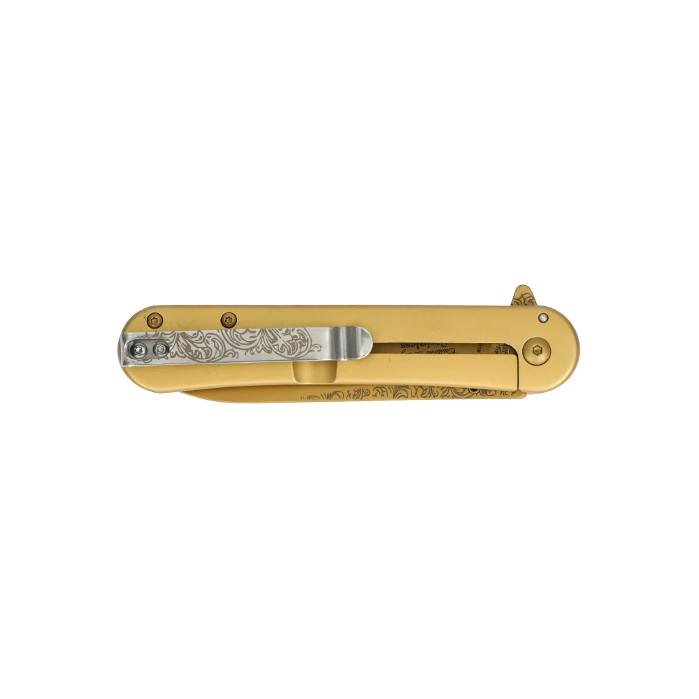 Elk Ridge Spring-Assisted Knife Goose 3.5in Gold TiNite Wharncliffe ER-A2007GS View 2