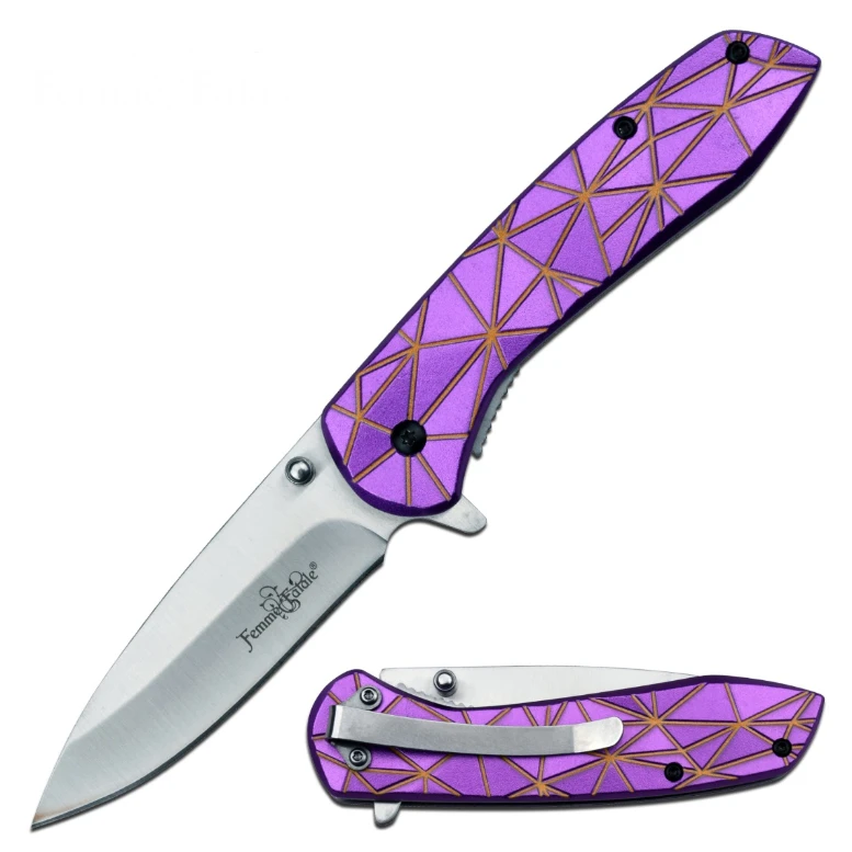 Femme Fatale AO Folding Knife Fantasy Purple Yellow FF-A014PY View 1