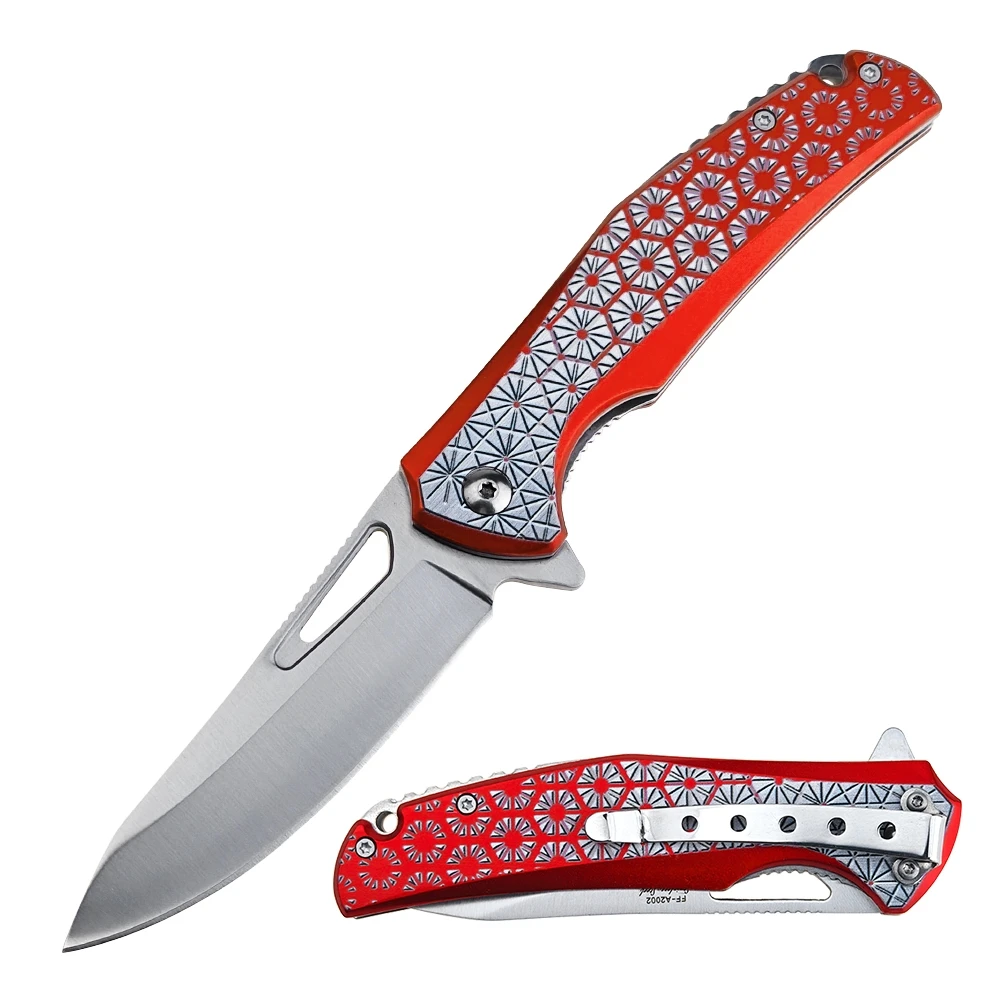 Femme Fatale Spring Assisted Folding Knife Red W/ Floral Pattern FF-A2002RD View 1