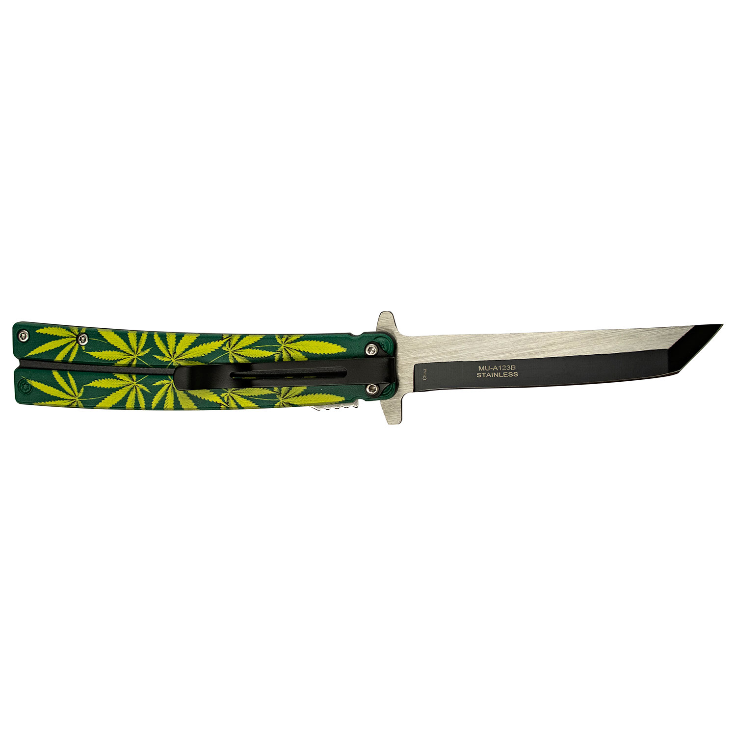 Master USA Spring-Assisted Knife Green Leaf Design 3.75in Tanto MU-A123B View 4