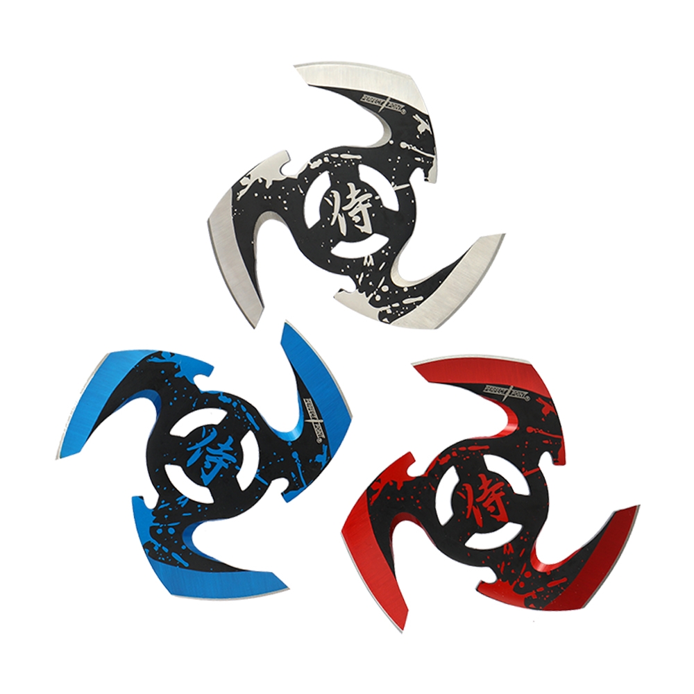 Perfect Point 4in Shuriken Throwing Stars 3pc (Blue/Red/Silver) PP-302-3MC View 1