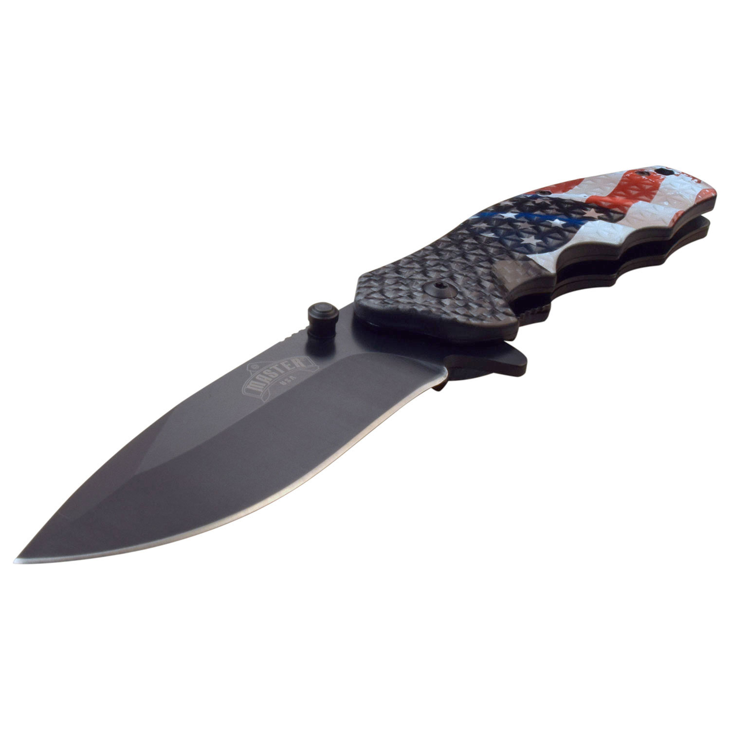 Master USA Spring Assisted Knife American Flag Printed ABS Drop Point MCMUA104AF View 3