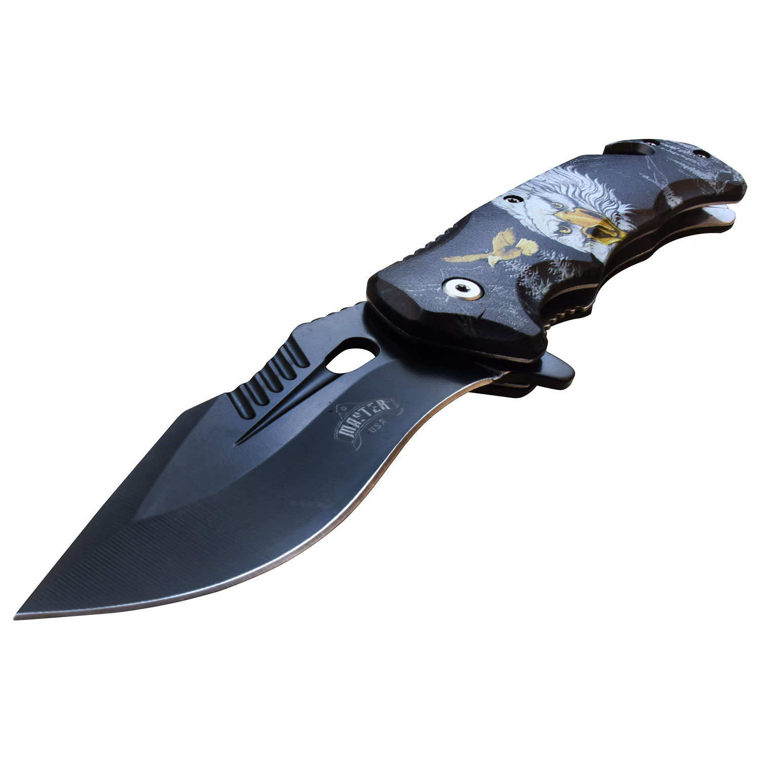Master USA Spring-Assisted Knife Bald Eagle 3D-Printed ABS Drop Point MCMUA116A View 2