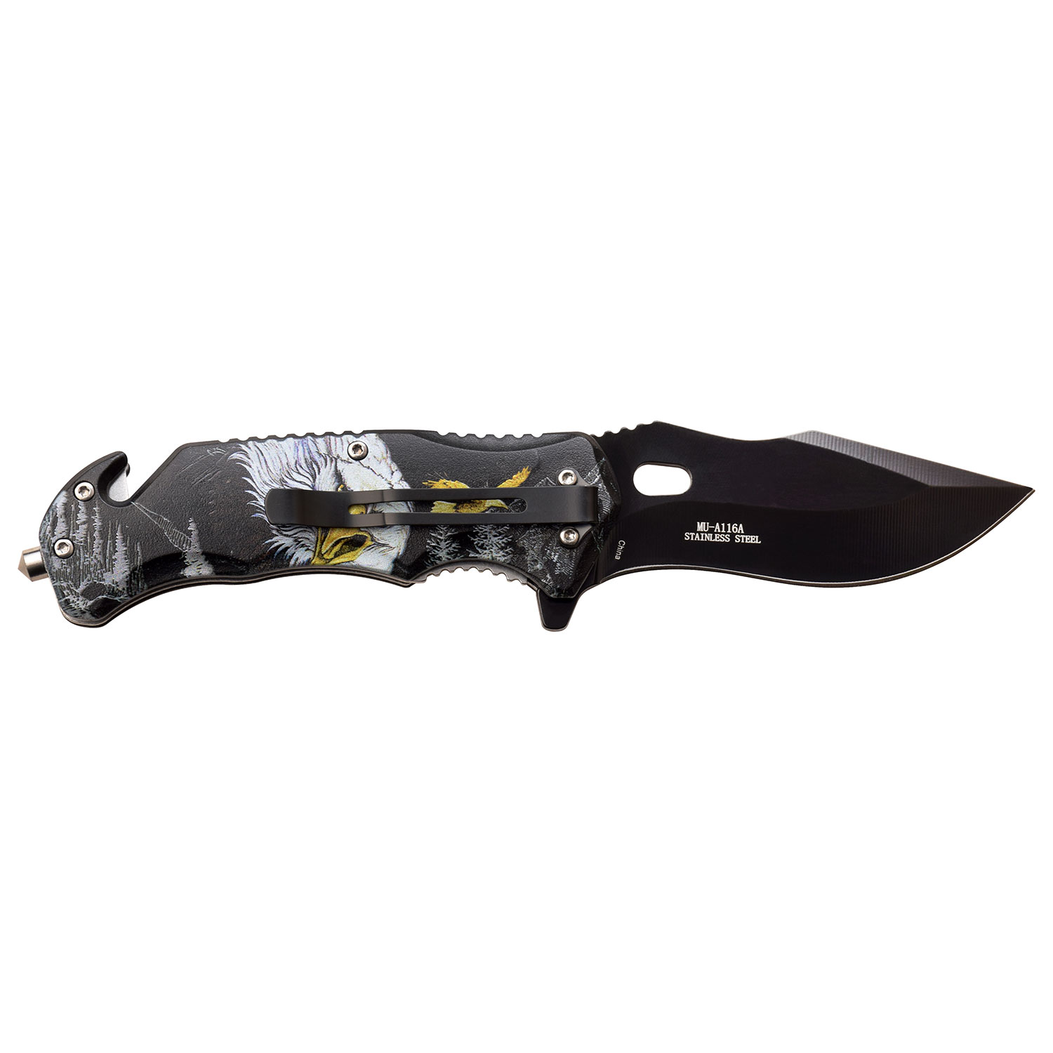 Master USA Spring-Assisted Knife Bald Eagle 3D-Printed ABS Drop Point MCMUA116A View 3