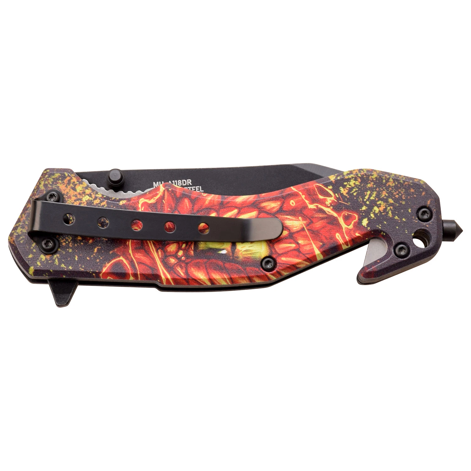 Master USA Spring Assisted Knife Red Dragon Eye ABS Tanto MCMUA118DR View 4
