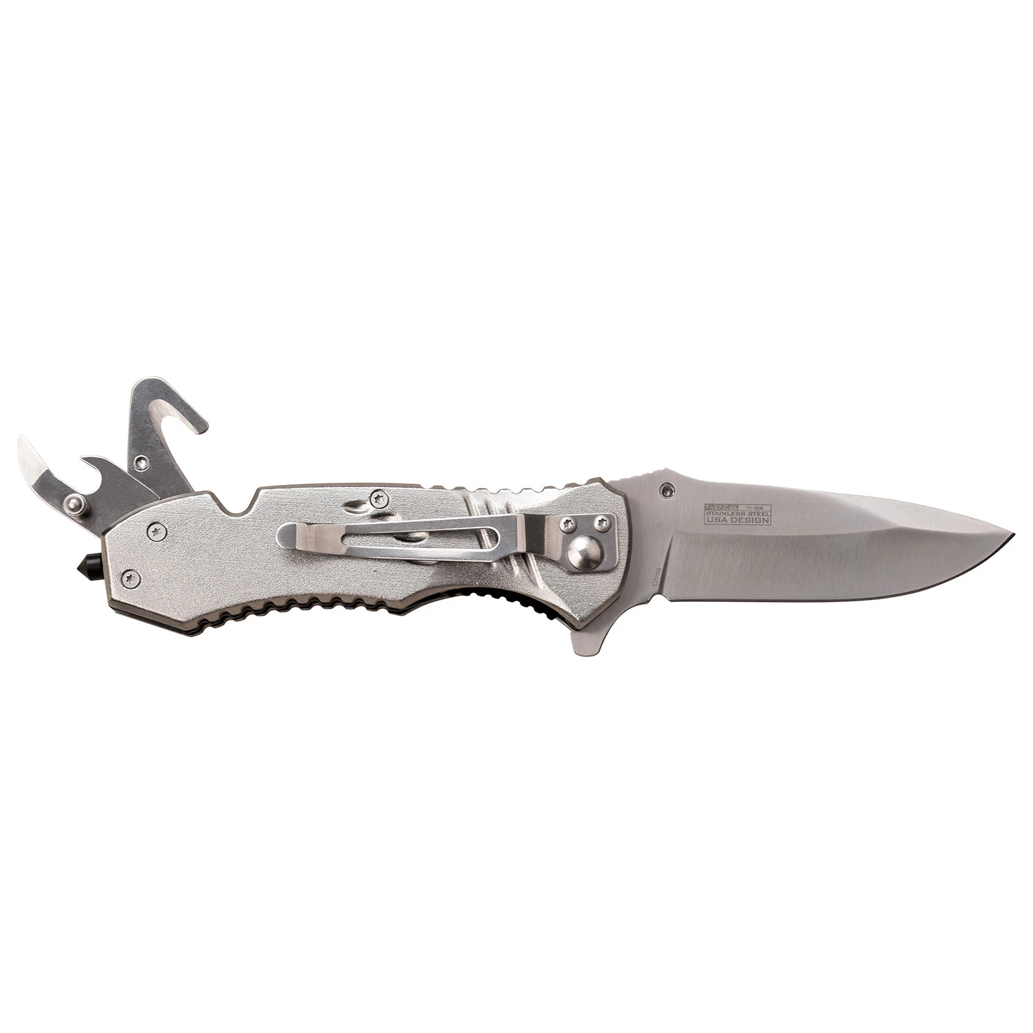 Tac-Force Assisted Knife Silver Wood Multi-Tool Rescue Drop Point View 3