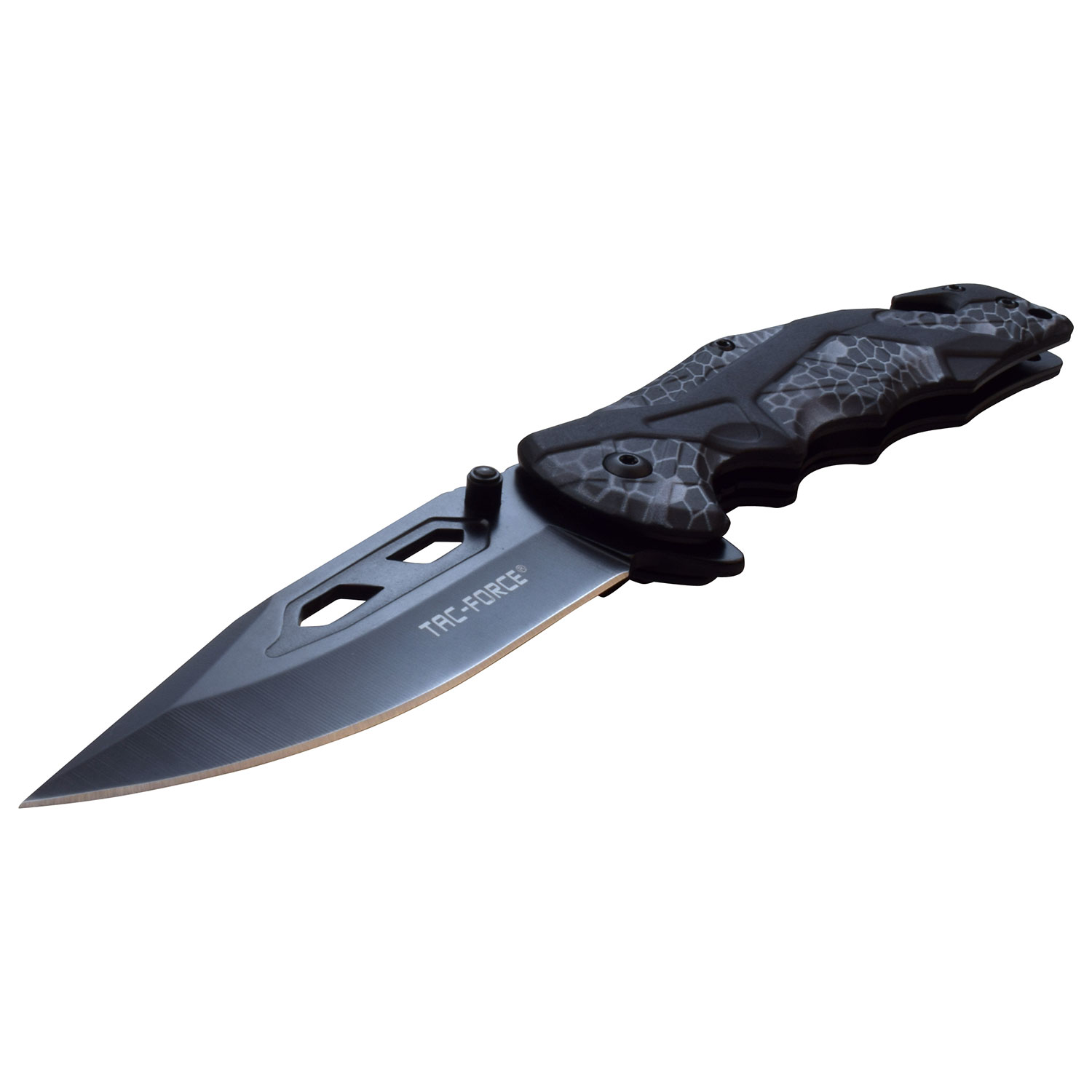Tac-Force Assisted Knife Black Grey Snake Camo Drop Point Rescue MCTF1021GY View 3